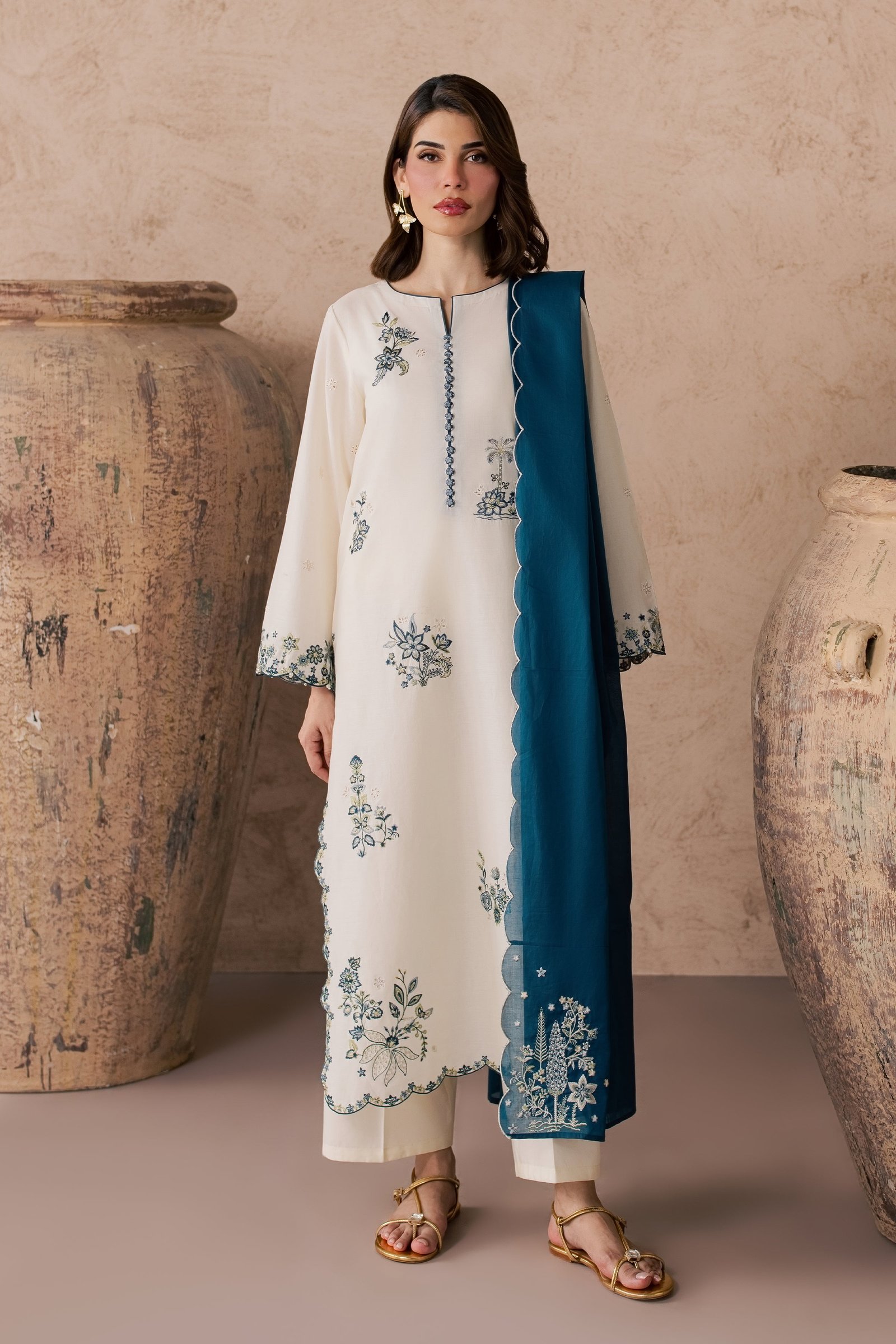 Fable 3Pc - Embroidered Lawn Dress EverydayEdit26 BATIK XS / Eggnog / Pima Lawn-S / Eggnog / Pima Lawn-M / Eggnog / Pima Lawn-L / Eggnog / Pima Lawn-XL / Eggnog / Pima Lawn