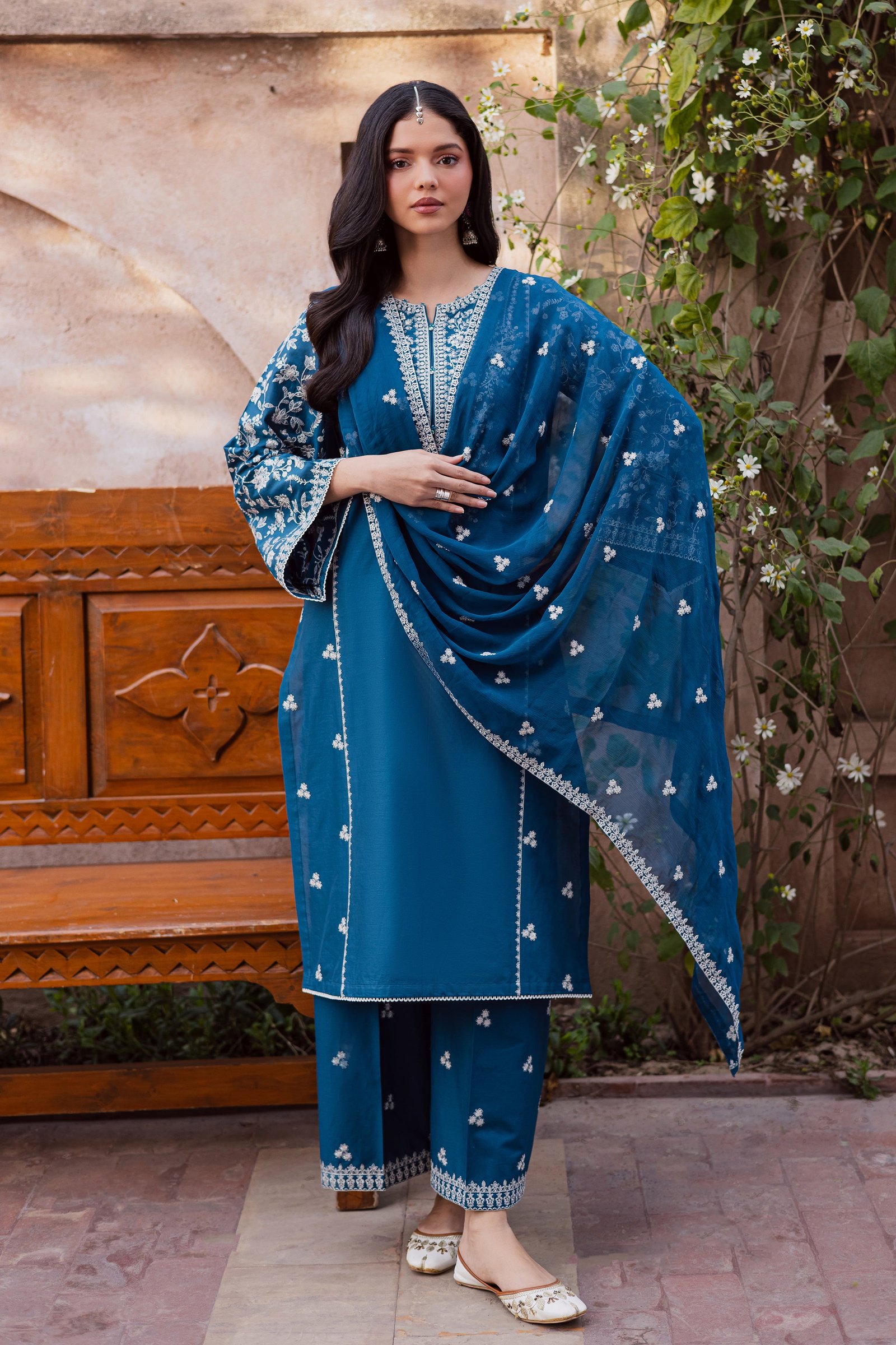 Farsali 3Pc - Festive Embroidered Lawn BATIKEID2026 BATIK XS / Moroccon Blue / Pima Lawn-S / Moroccon Blue / Pima Lawn-M / Moroccon Blue / Pima Lawn-L / Moroccon Blue / Pima Lawn-XL / Moroccon Blue / Pima Lawn