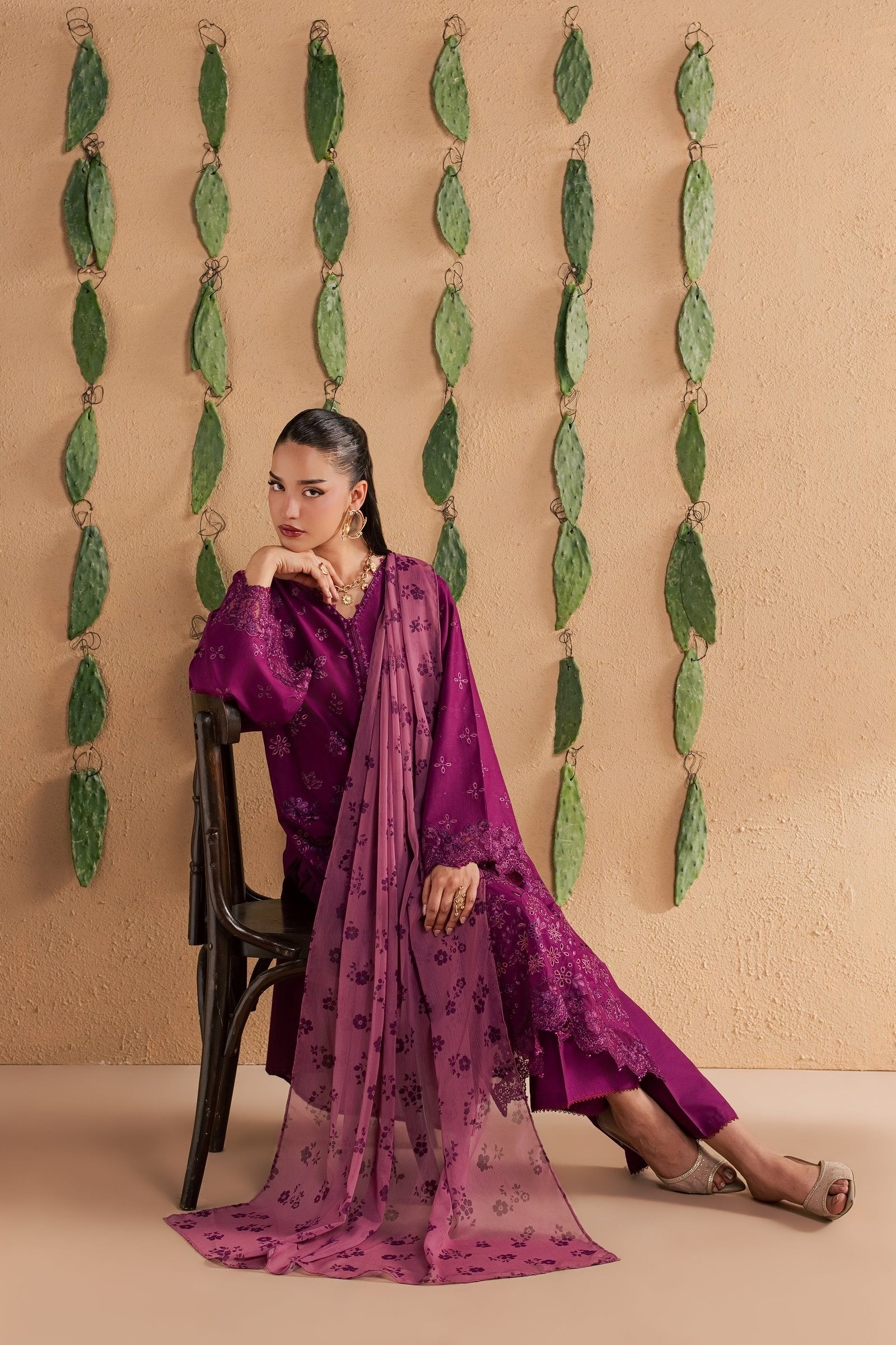 Feeha 3Pc - Luxury Embroidered Lawn BATIKSS26 BATIK XS / Magenta / Pima Lawn-S / Magenta / Pima Lawn-M / Magenta / Pima Lawn-L / Magenta / Pima Lawn-XL / Magenta / Pima Lawn