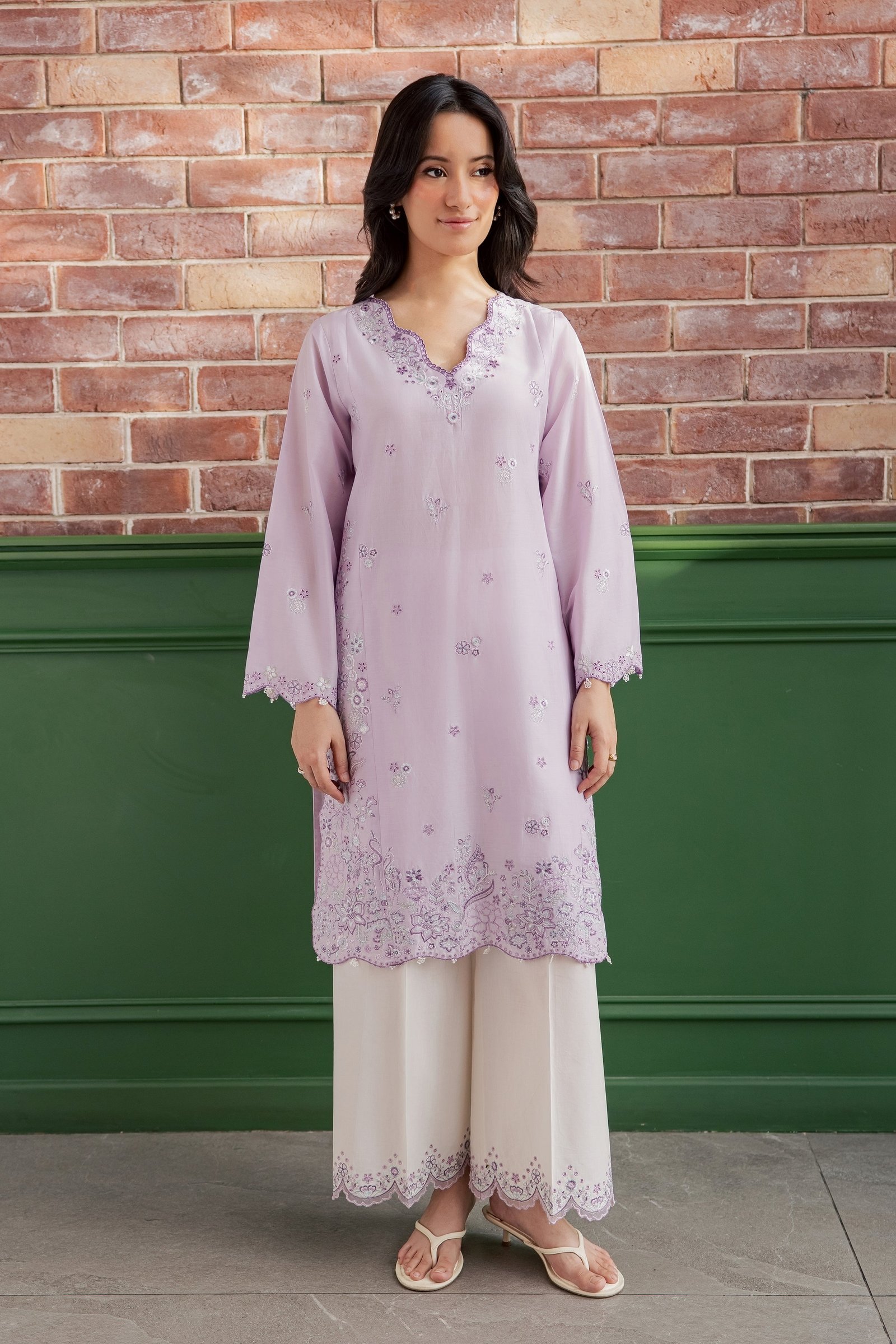 Fleura 2Pc - Embroidered Lawn Dress EverydayEdit26 BATIK XS / Lilac / Pima Lawn