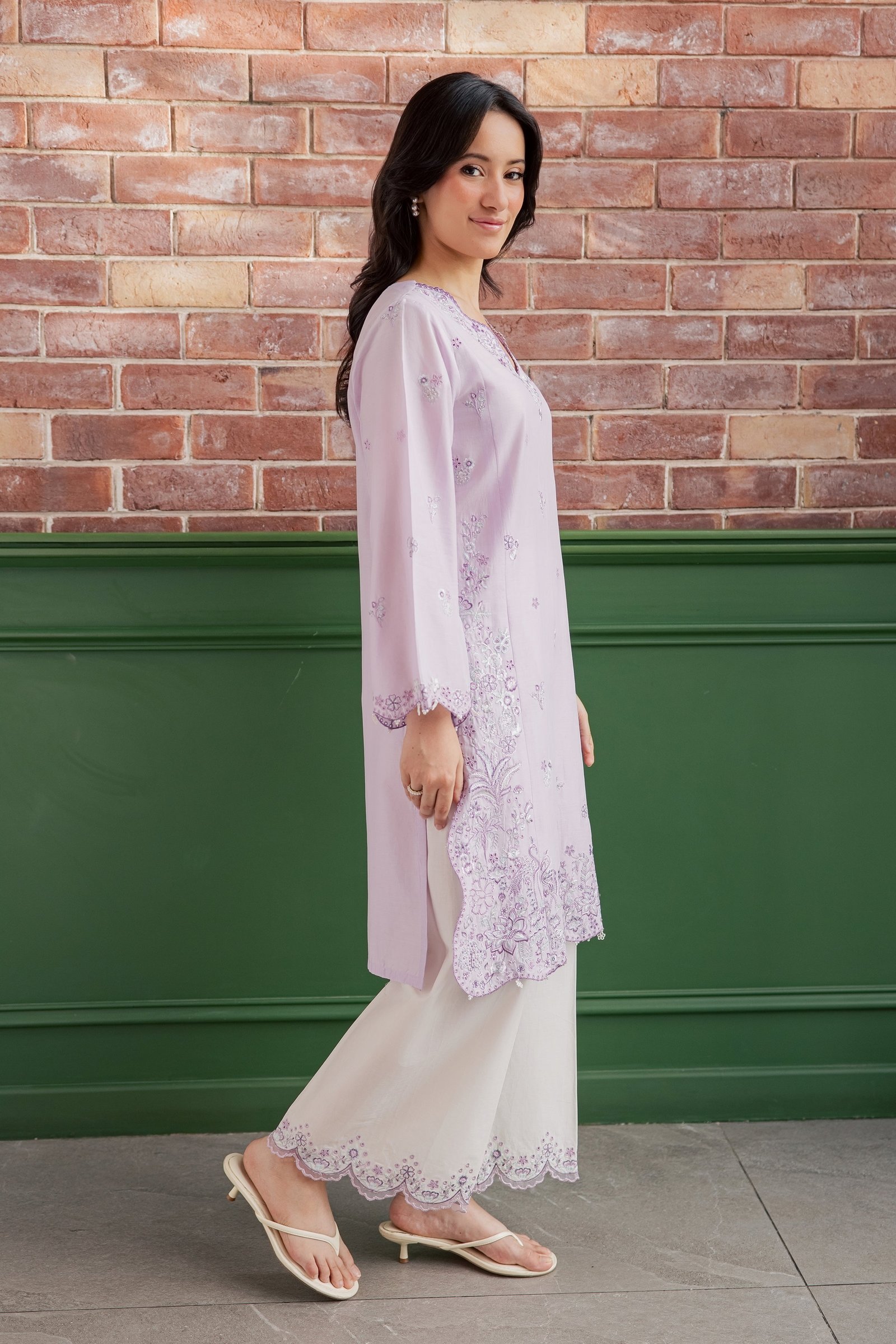 Fleura 2Pc - Embroidered Lawn Dress EverydayEdit26 BATIK XS / Lilac / Pima Lawn