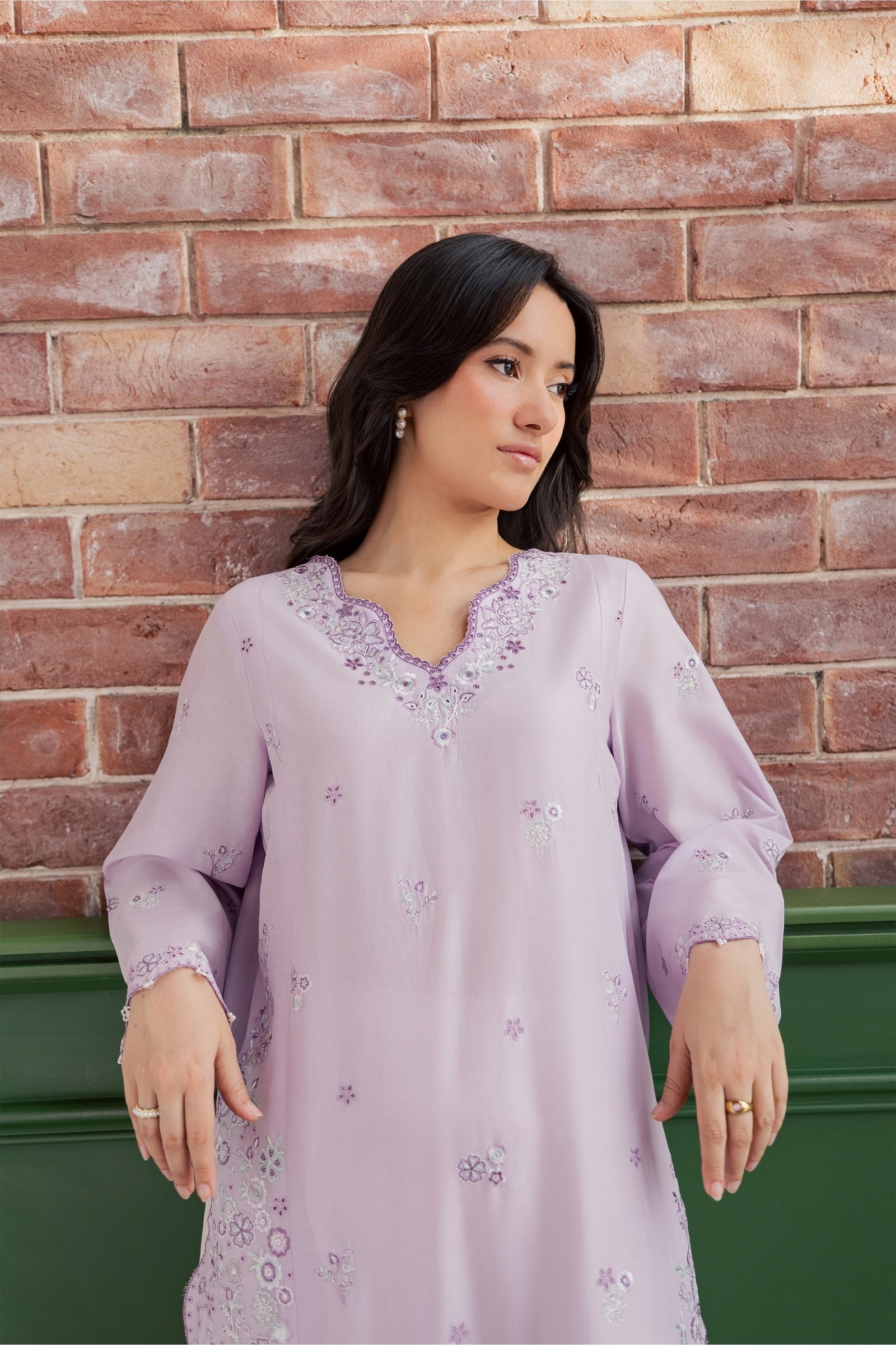 Fleura 2Pc - Embroidered Lawn Dress EverydayEdit26 BATIK XS / Lilac / Pima Lawn
