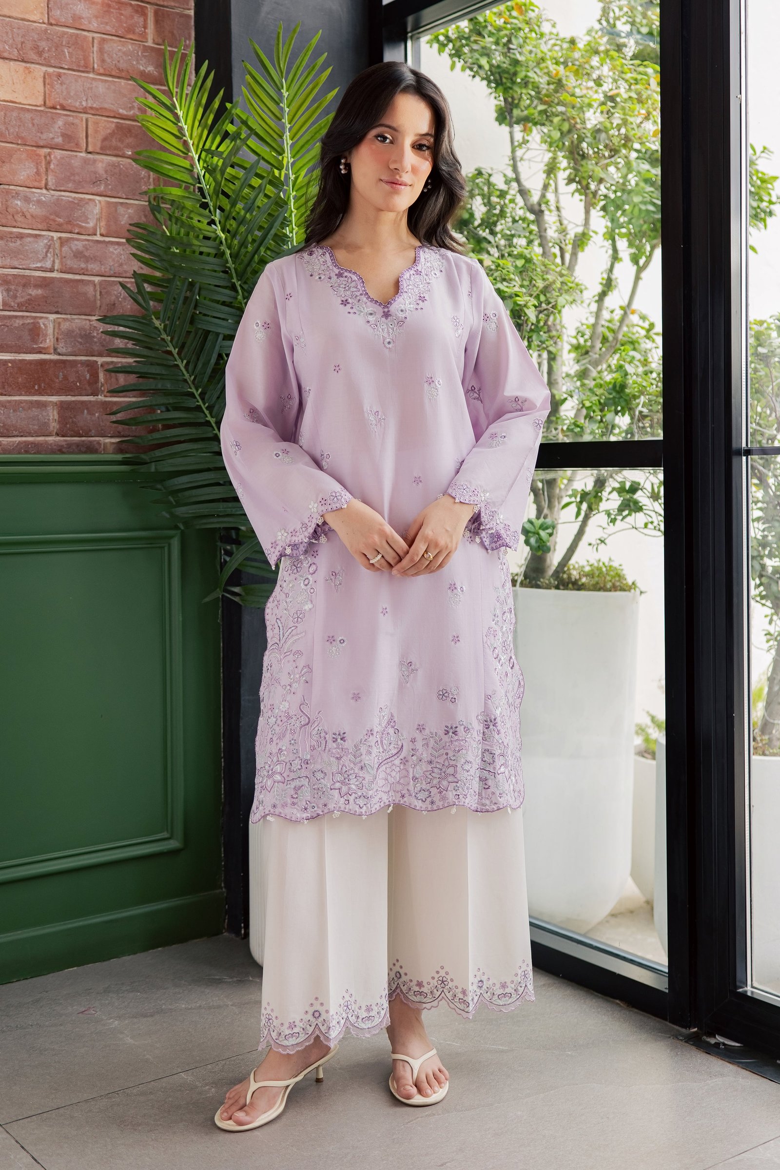 Fleura 2Pc - Embroidered Lawn Dress EverydayEdit26  BATIK   XS / Lilac / Pima Lawn