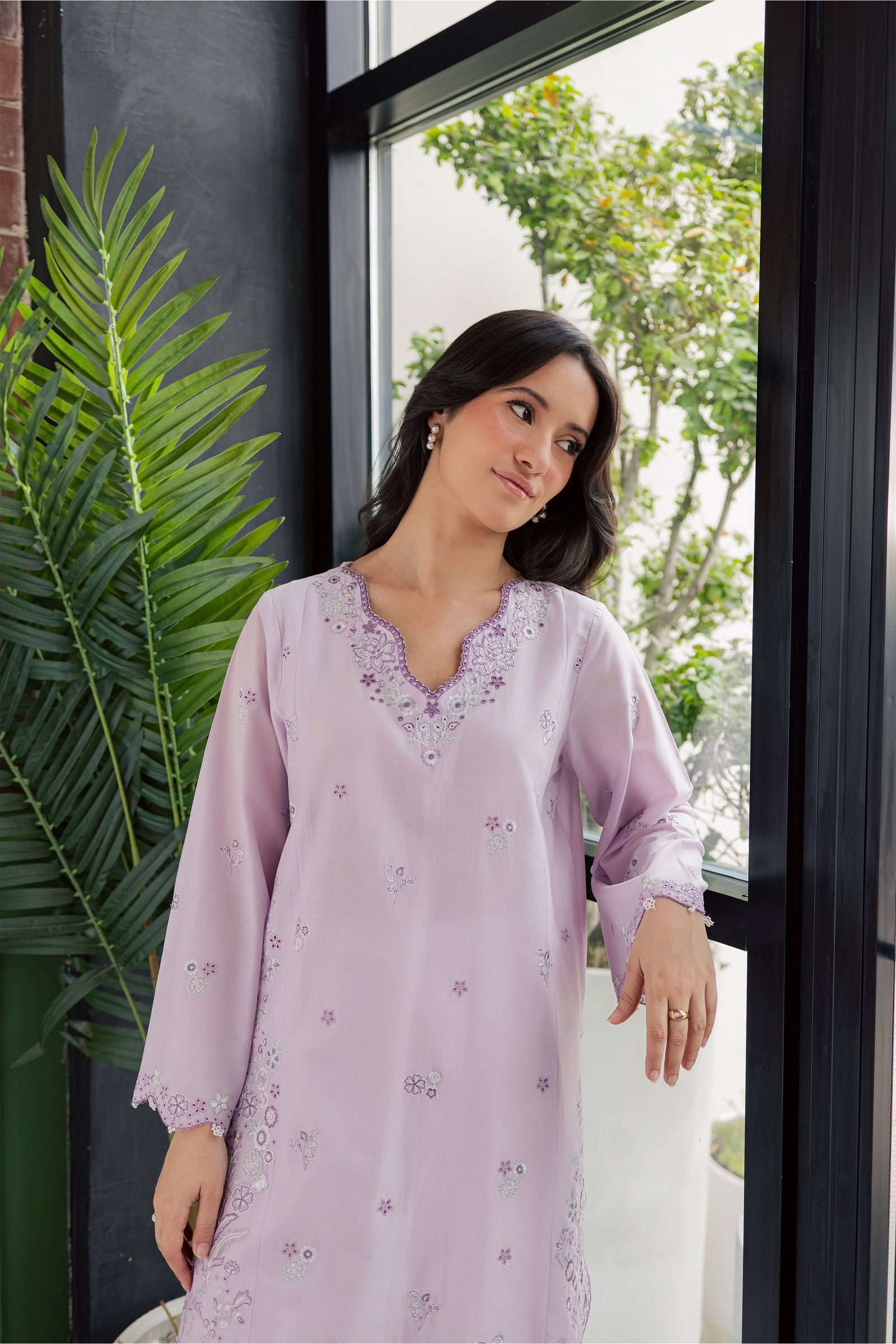 Fleura 2Pc - Embroidered Lawn Dress EverydayEdit26  BATIK   XS / Lilac / Pima Lawn