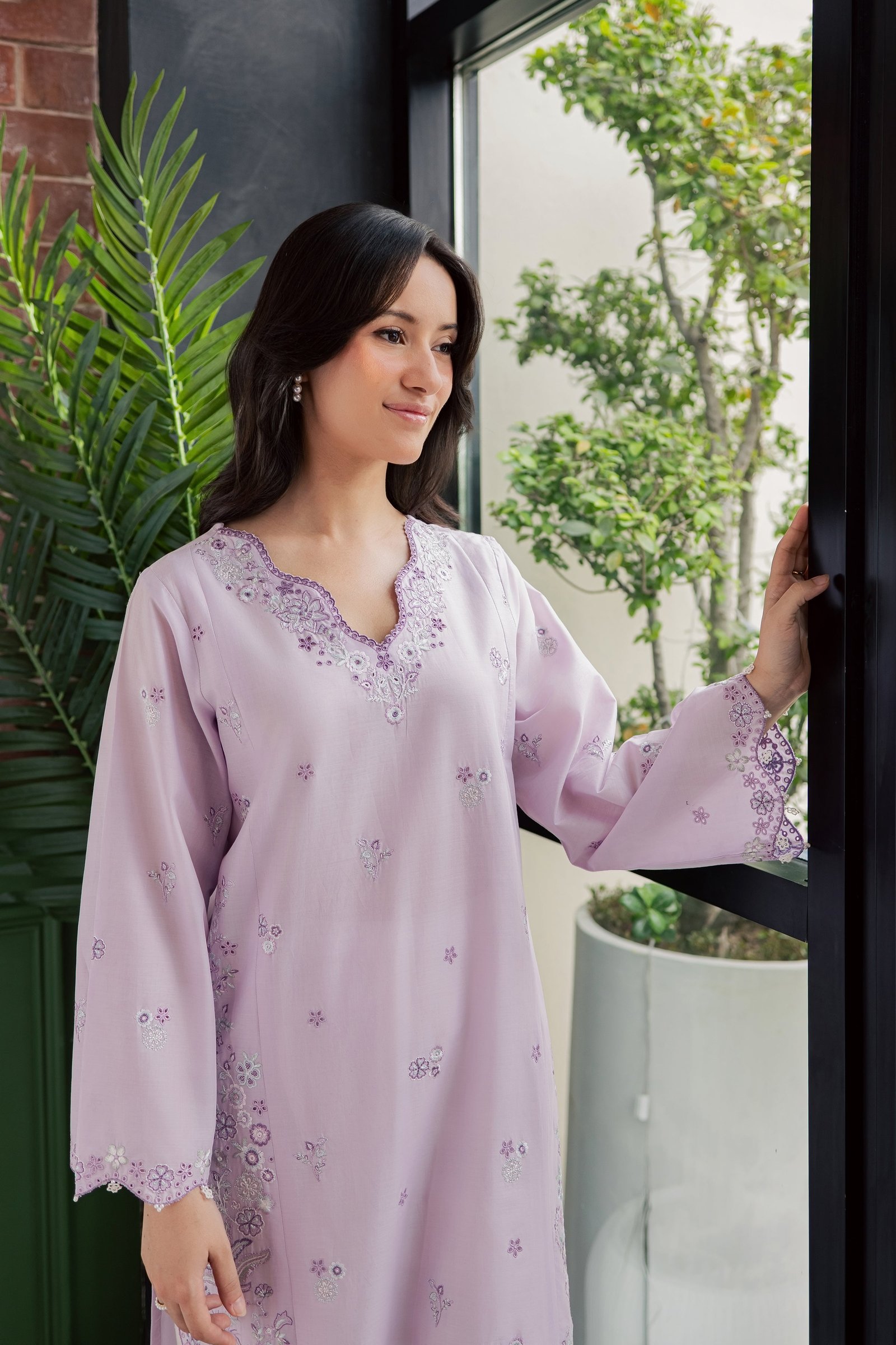 Fleura 2Pc - Embroidered Lawn Dress EverydayEdit26  BATIK   XS / Lilac / Pima Lawn