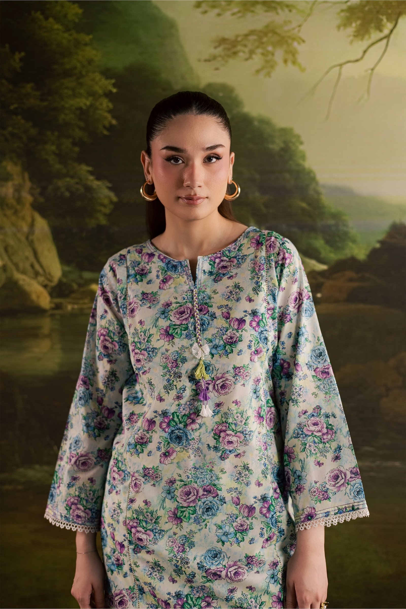 Flora 2Pc - Printed Lawn Dress BATIKSS26 BATIK XS / Pearl White / Lawn-S / Pearl White / Lawn-M / Pearl White / Lawn-L / Pearl White / Lawn-XL / Pearl White / Lawn