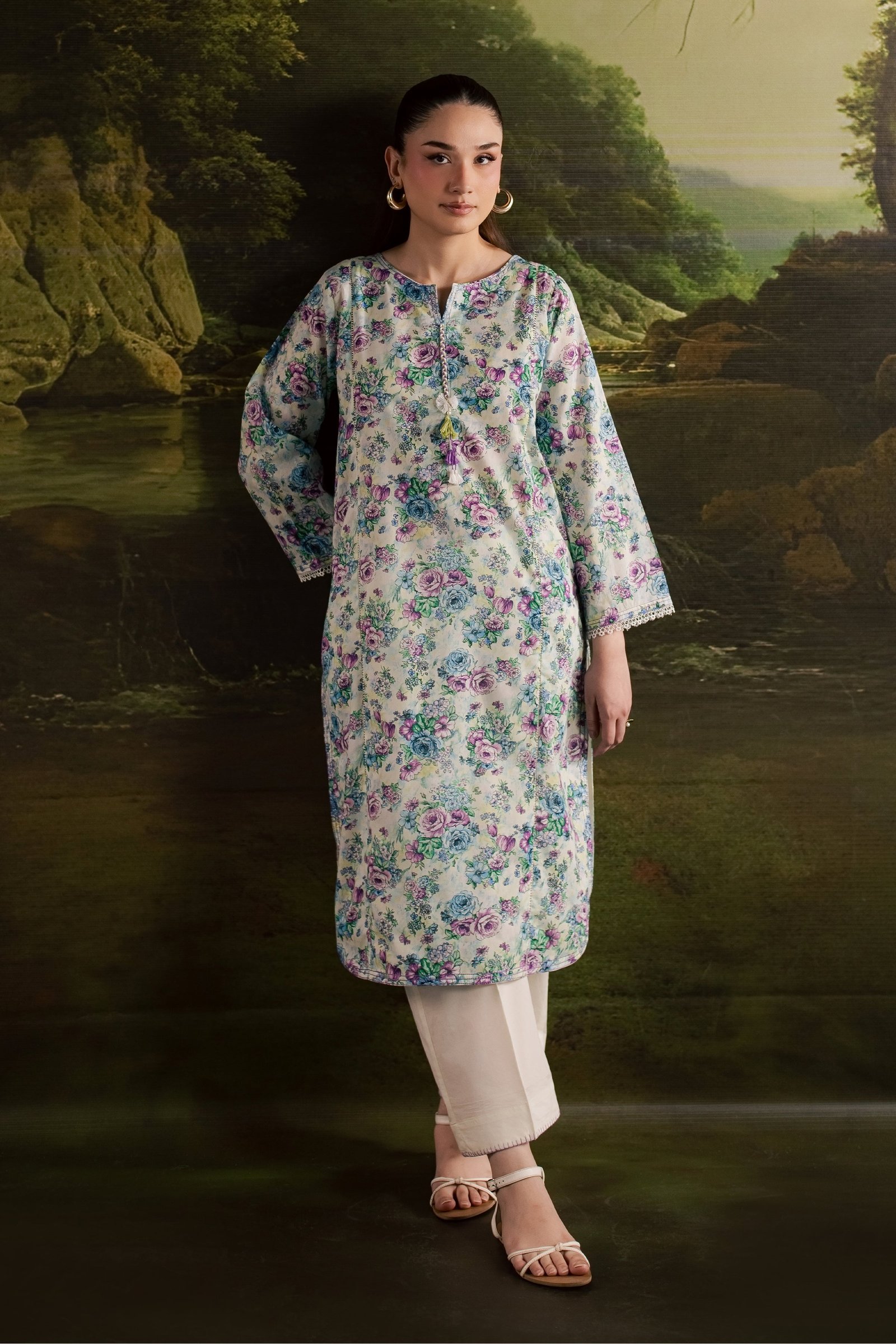  Flora 2Pc - Printed Lawn Dress BATIKSS26  BATIK   XS / Pearl White / Lawn-S / Pearl White / Lawn-M / Pearl White / Lawn-L / Pearl White / Lawn-XL / Pearl White / Lawn