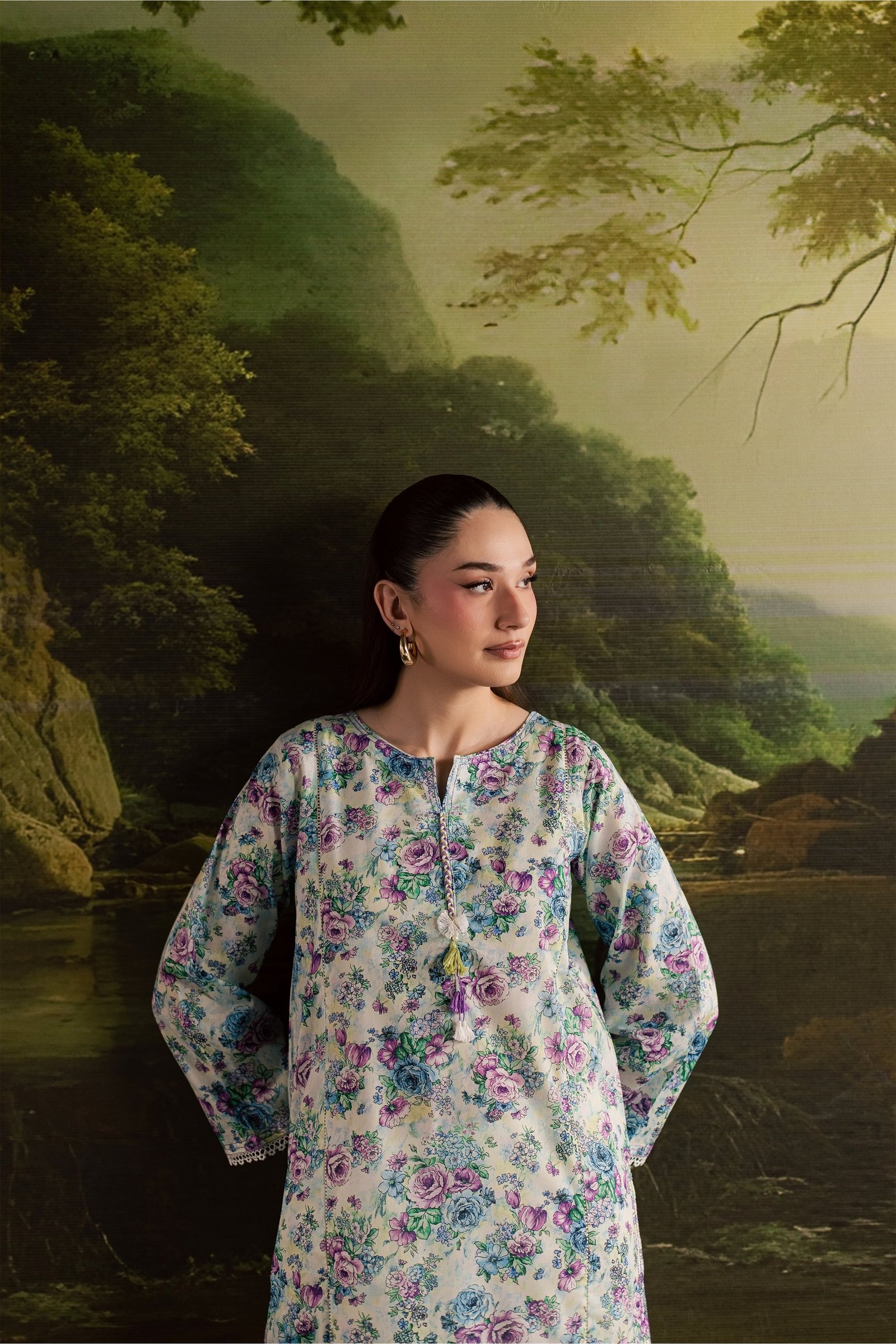 Flora 2Pc - Printed Lawn Dress BATIKSS26 BATIK XS / Pearl White / Lawn-S / Pearl White / Lawn-M / Pearl White / Lawn-L / Pearl White / Lawn-XL / Pearl White / Lawn