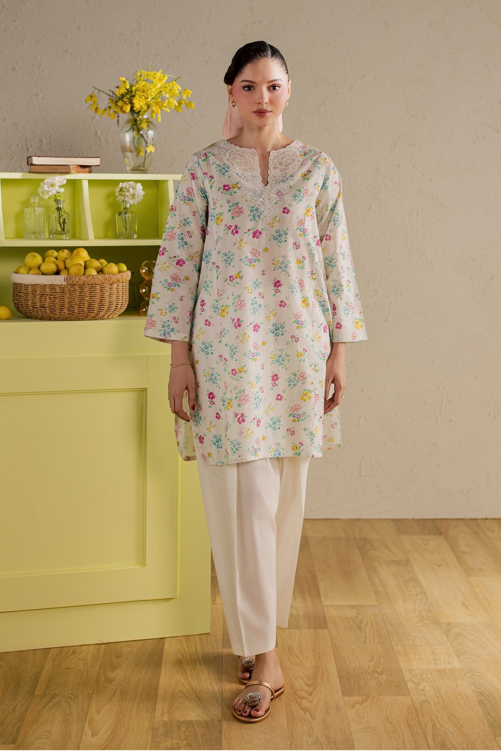 Floral Maze 2Pc - Printed Lawn Dress BATIKSS26 BATIK XS / Off White / Lawn-S / Off White / Lawn-M / Off White / Lawn-L / Off White / Lawn-XL / Off White / Lawn