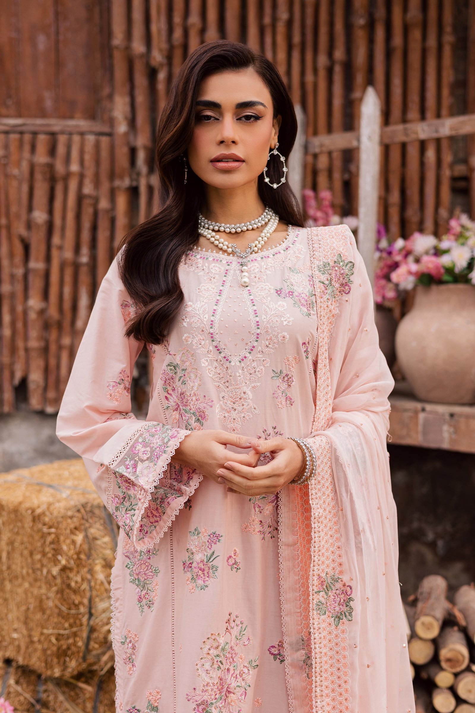 Florayne 3Pc - Festive Embroidered Lawn BATIKEID2026 BATIK XS / Powder Peach / Pima Lawn-S / Powder Peach / Pima Lawn-M / Powder Peach / Pima Lawn-L / Powder Peach / Pima Lawn-XL / Powder Peach / Pima Lawn
