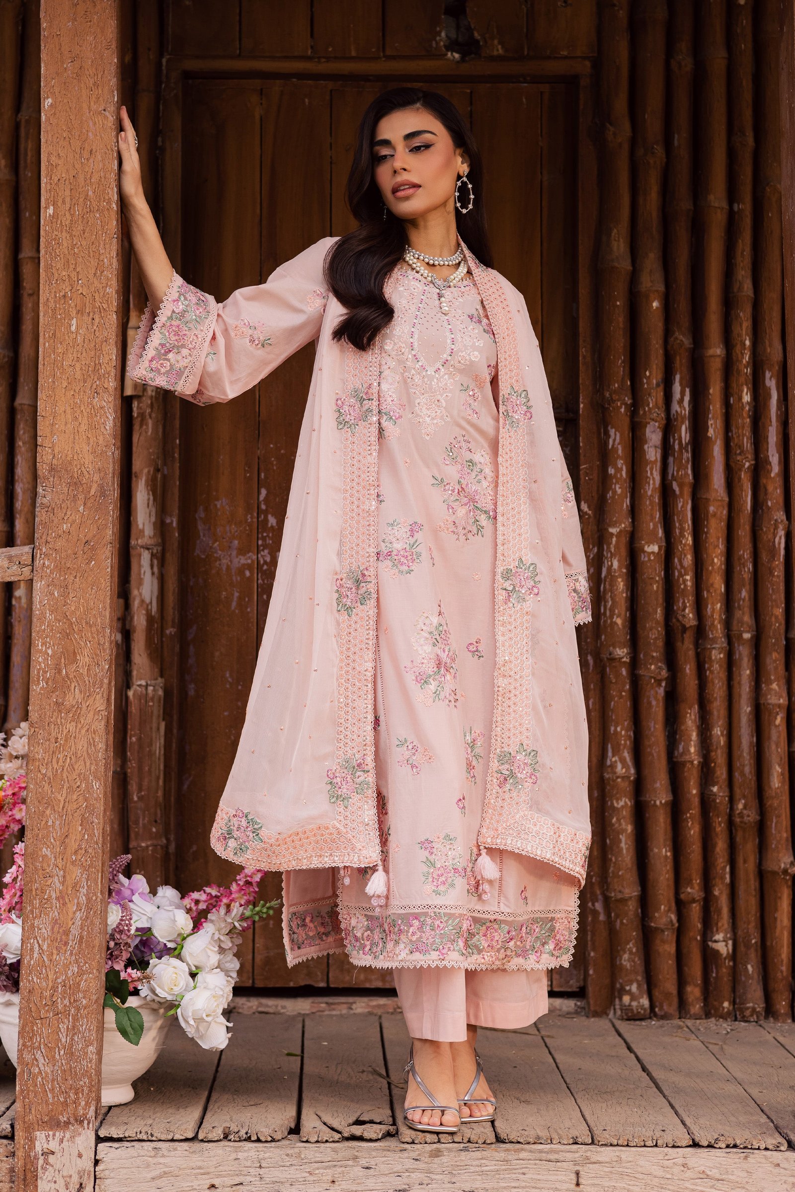 Florayne 3Pc - Festive Embroidered Lawn BATIKEID2026 BATIK XS / Powder Peach / Pima Lawn-S / Powder Peach / Pima Lawn-M / Powder Peach / Pima Lawn-L / Powder Peach / Pima Lawn-XL / Powder Peach / Pima Lawn