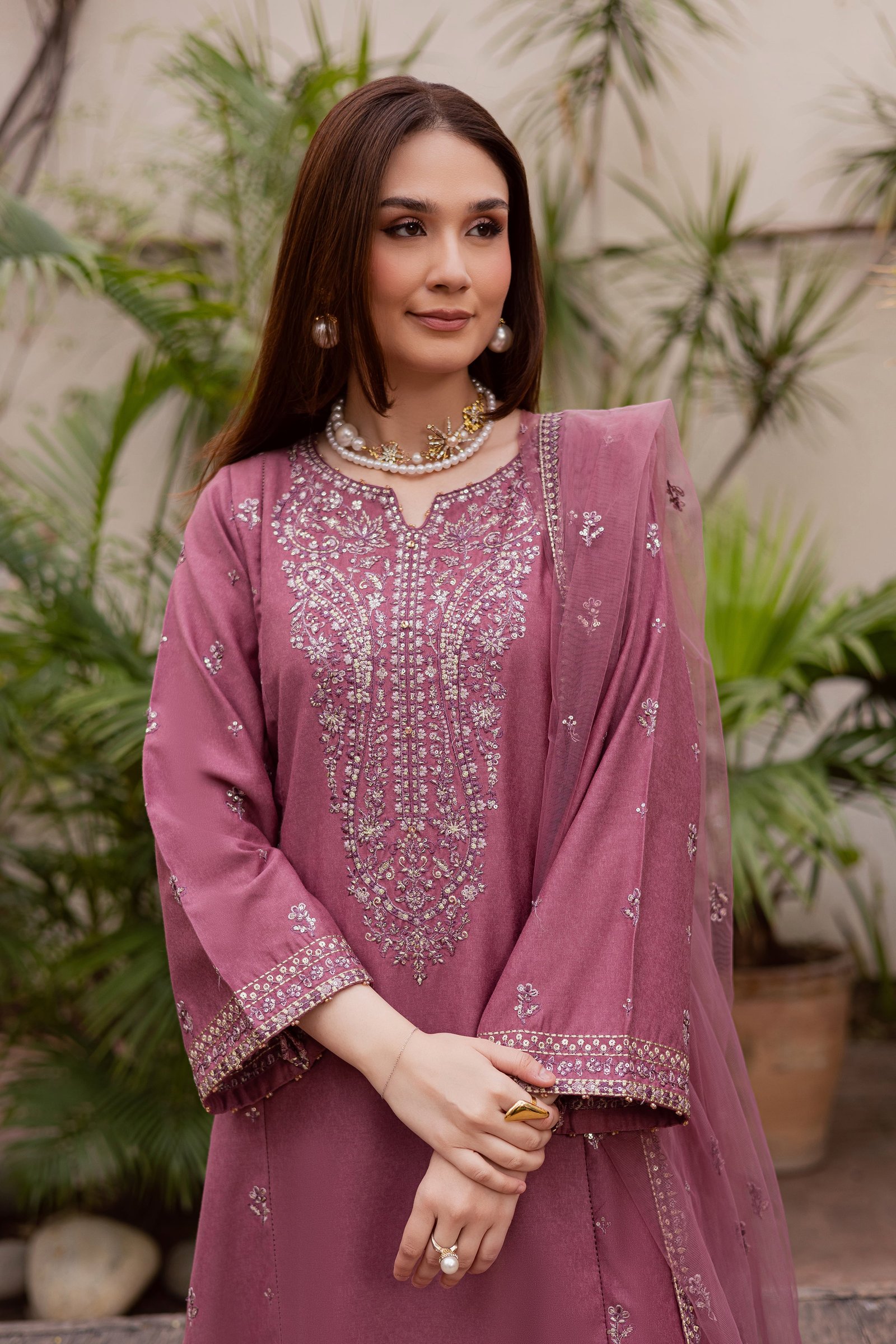 Freya 3Pc - Embroidered Festive Pret BATIK WINTER PRET 2025 BATIK XS / Onion / Textured Cotton-S / Onion / Textured Cotton-M / Onion / Textured Cotton-L / Onion / Textured Cotton-XL / Onion / Textured Cotton
