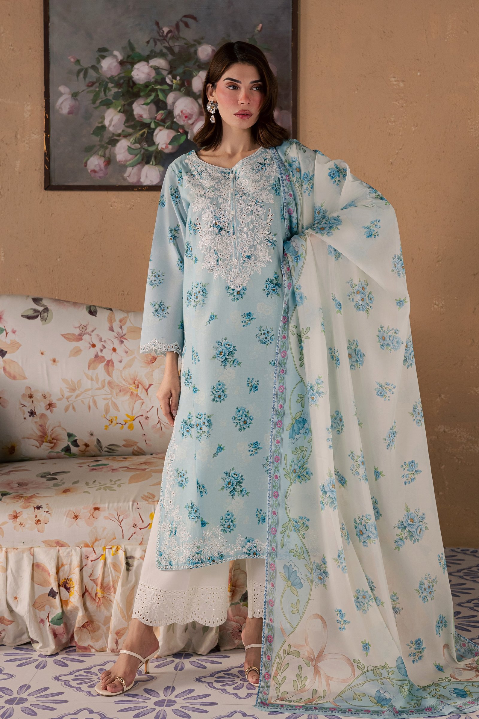Gojo 3Pc - Printed Lawn Dress BATIKSS26 BATIK XS / Blue / Lawn-S / Blue / Lawn-M / Blue / Lawn-L / Blue / Lawn-XL / Blue / Lawn