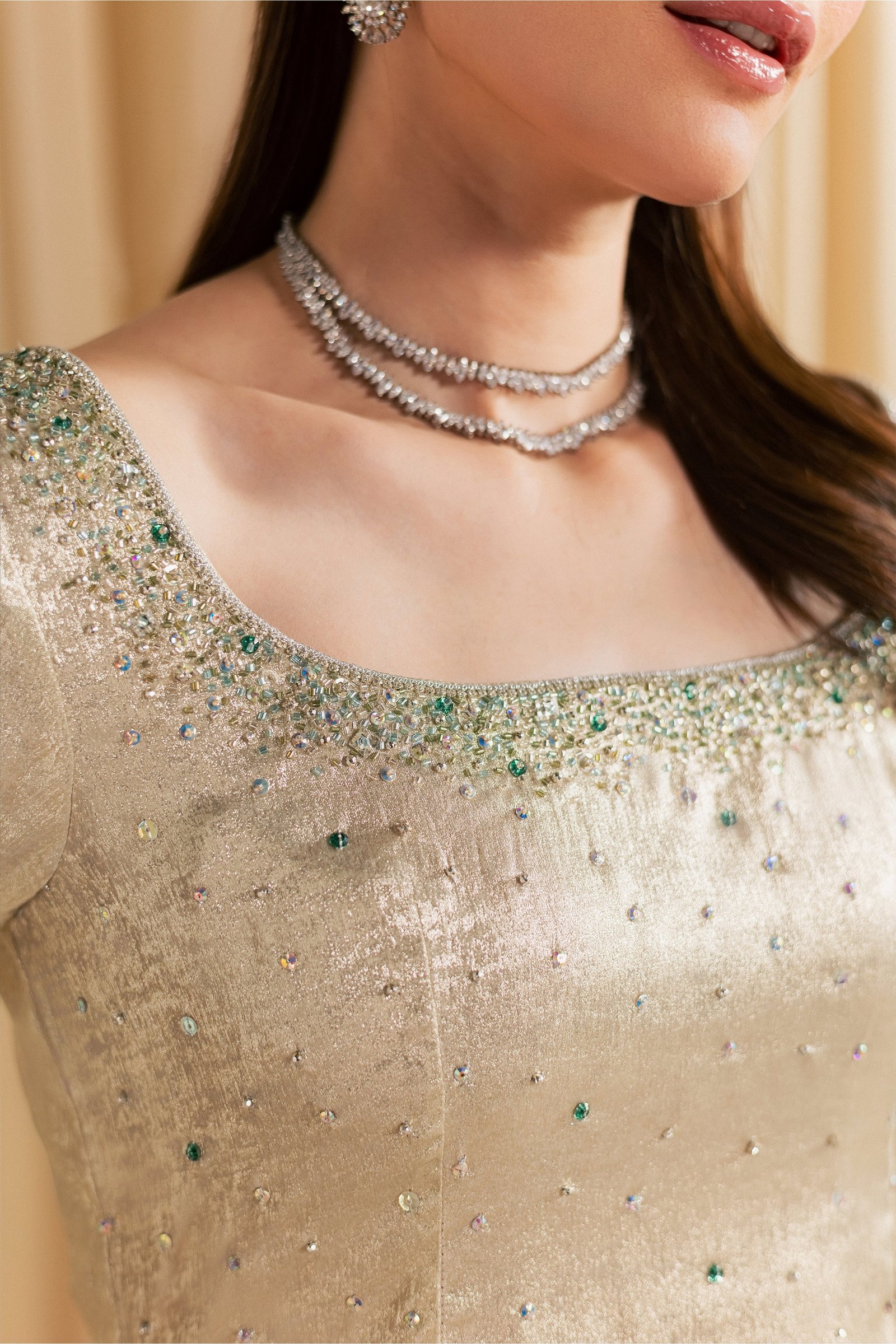 Gold Pearly 2Pc - Festive Luxe Pret STUDIOLUXEAUG26 BATIK S / Golden / Elara Silk