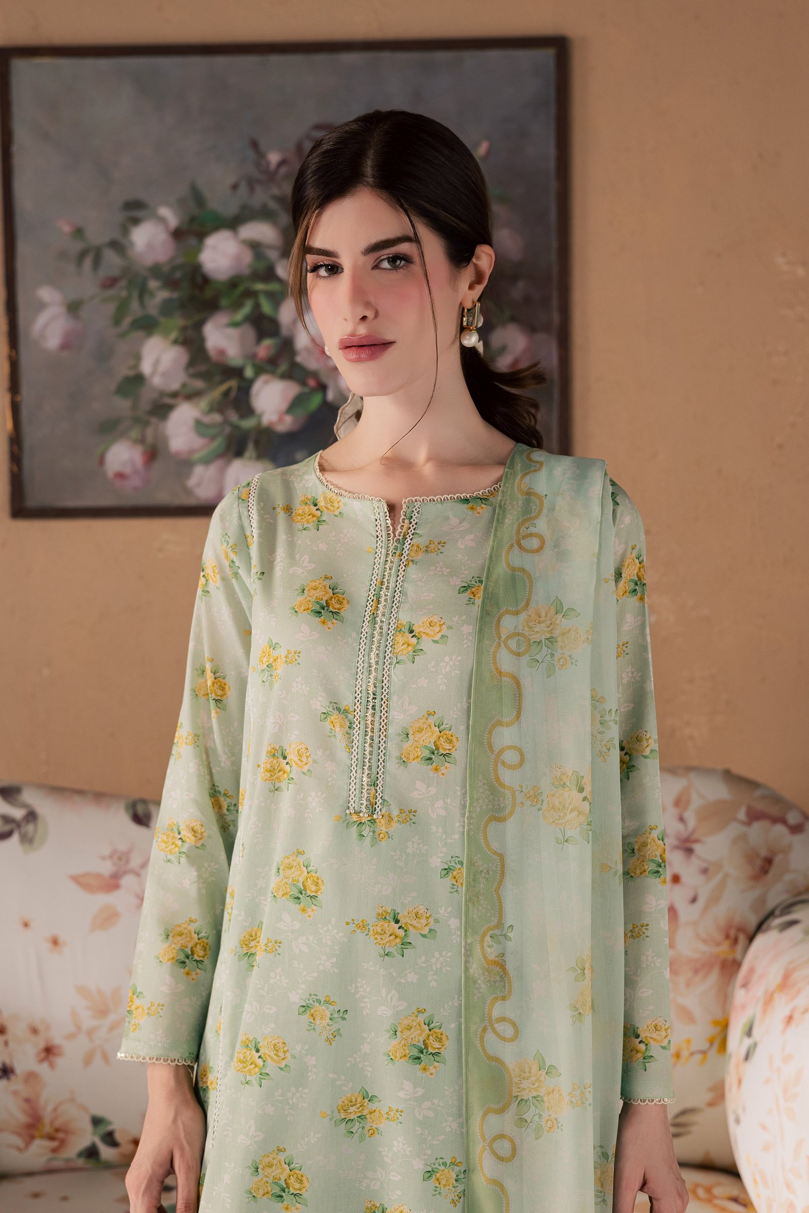 Green Glaze 3Pc - Printed Lawn Dress BATIKSS26 BATIK XS / Green / Lawn-S / Green / Lawn-M / Green / Lawn-L / Green / Lawn-XL / Green / Lawn