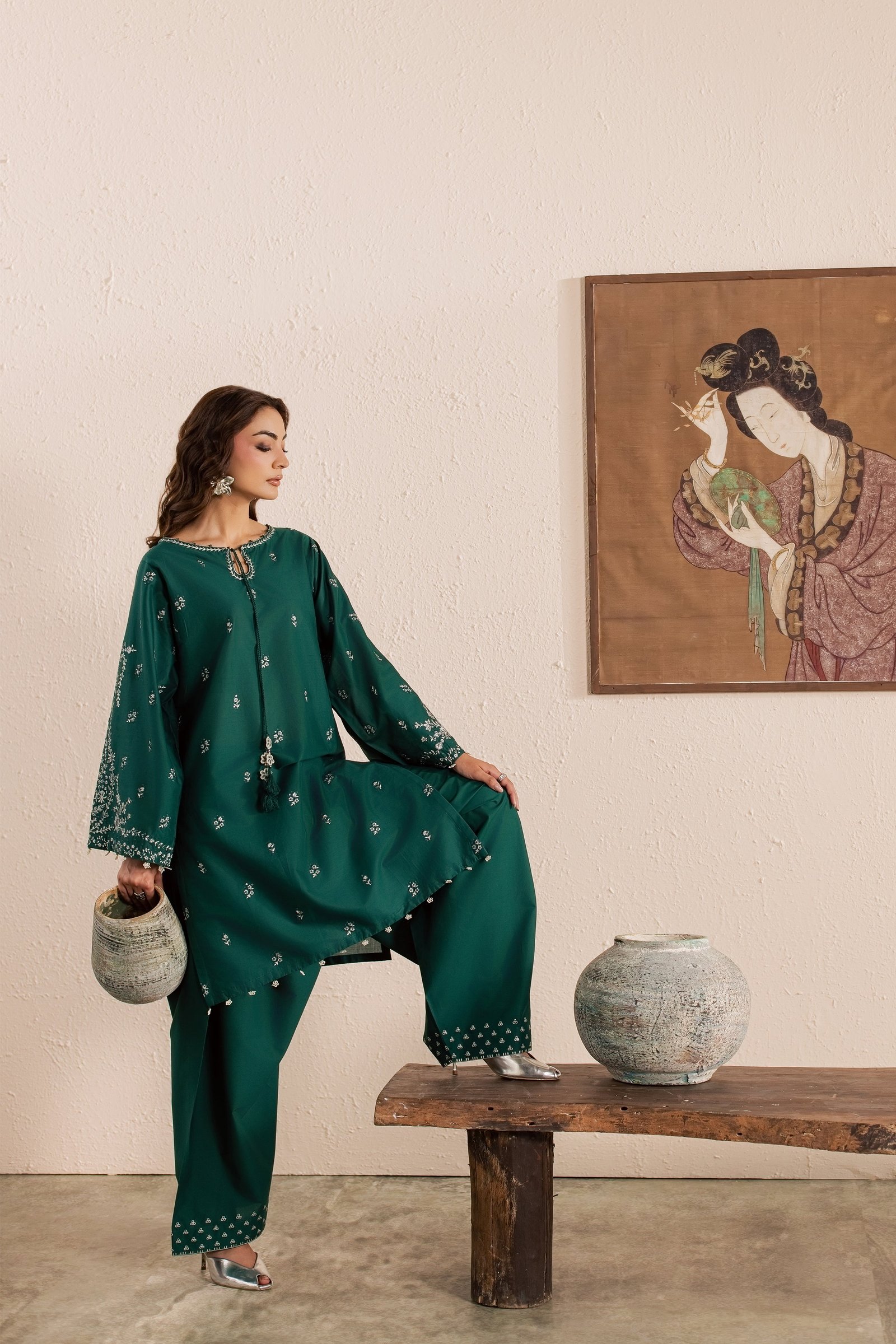  Green Nairobi 2Pc - Embroidered Lawn Dress EverydayEdit26  BATIK   XS / Perzik Green / Pima Lawn-S / Perzik Green / Pima Lawn-M / Perzik Green / Pima Lawn-L / Perzik Green / Pima Lawn-XL / Perzik Green / Pima Lawn