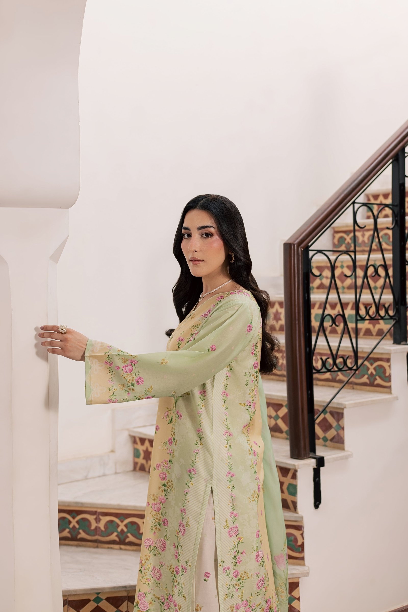 Green Sylvia 3Pc - Printed Lawn Dress BATIKSS26 BATIK XS / Lime Green / Lawn-S / Lime Green / Lawn-M / Lime Green / Lawn-L / Lime Green / Lawn-XL / Lime Green / Lawn