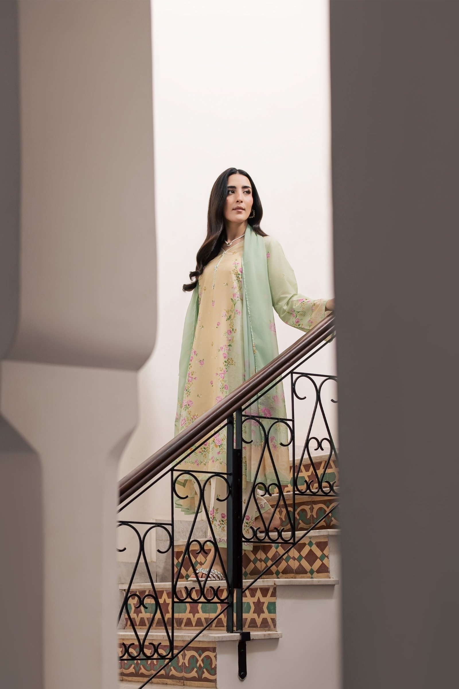 Green Sylvia 3Pc - Printed Lawn Dress BATIKSS26 BATIK XS / Lime Green / Lawn-S / Lime Green / Lawn-M / Lime Green / Lawn-L / Lime Green / Lawn-XL / Lime Green / Lawn