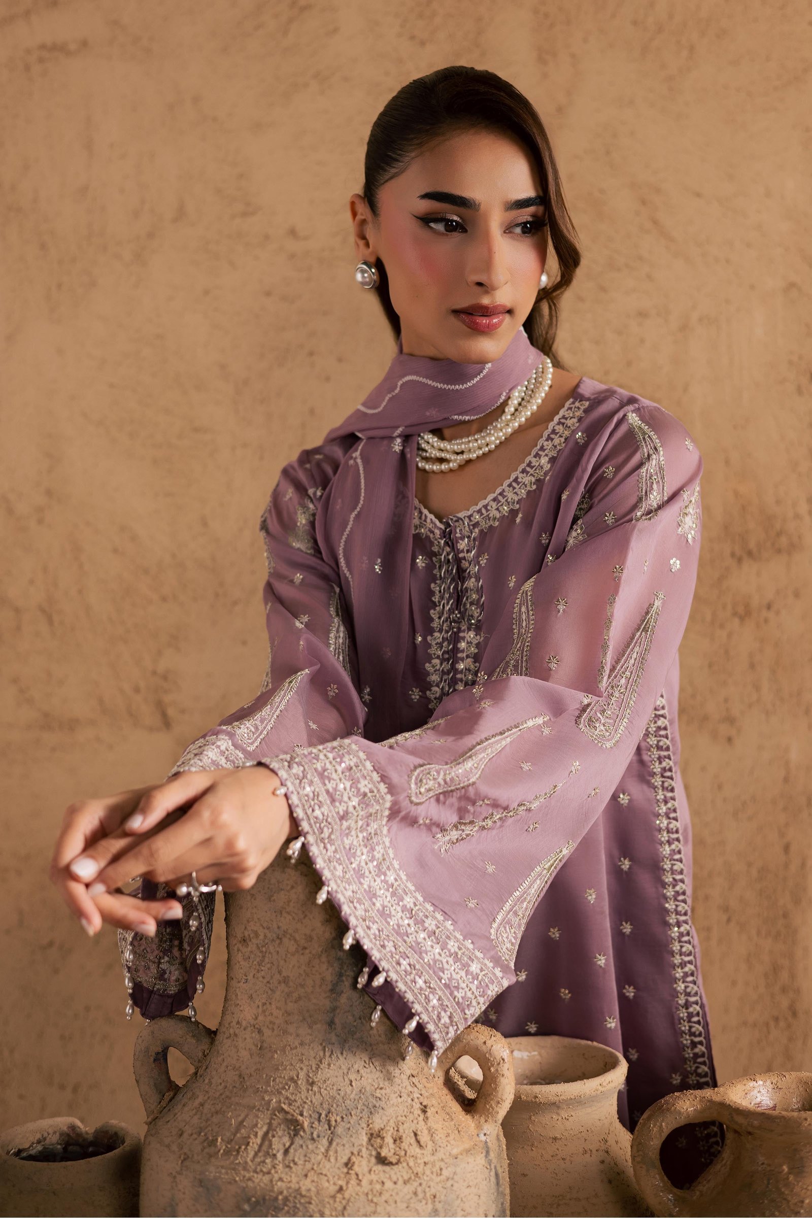  Gul e Rana 3Pc - Embroidered Festive Pret BATIKSS26  BATIK   XS / Lilac / Paper Silk-S / Lilac / Paper Silk-M / Lilac / Paper Silk-L / Lilac / Paper Silk-XL / Lilac / Paper Silk