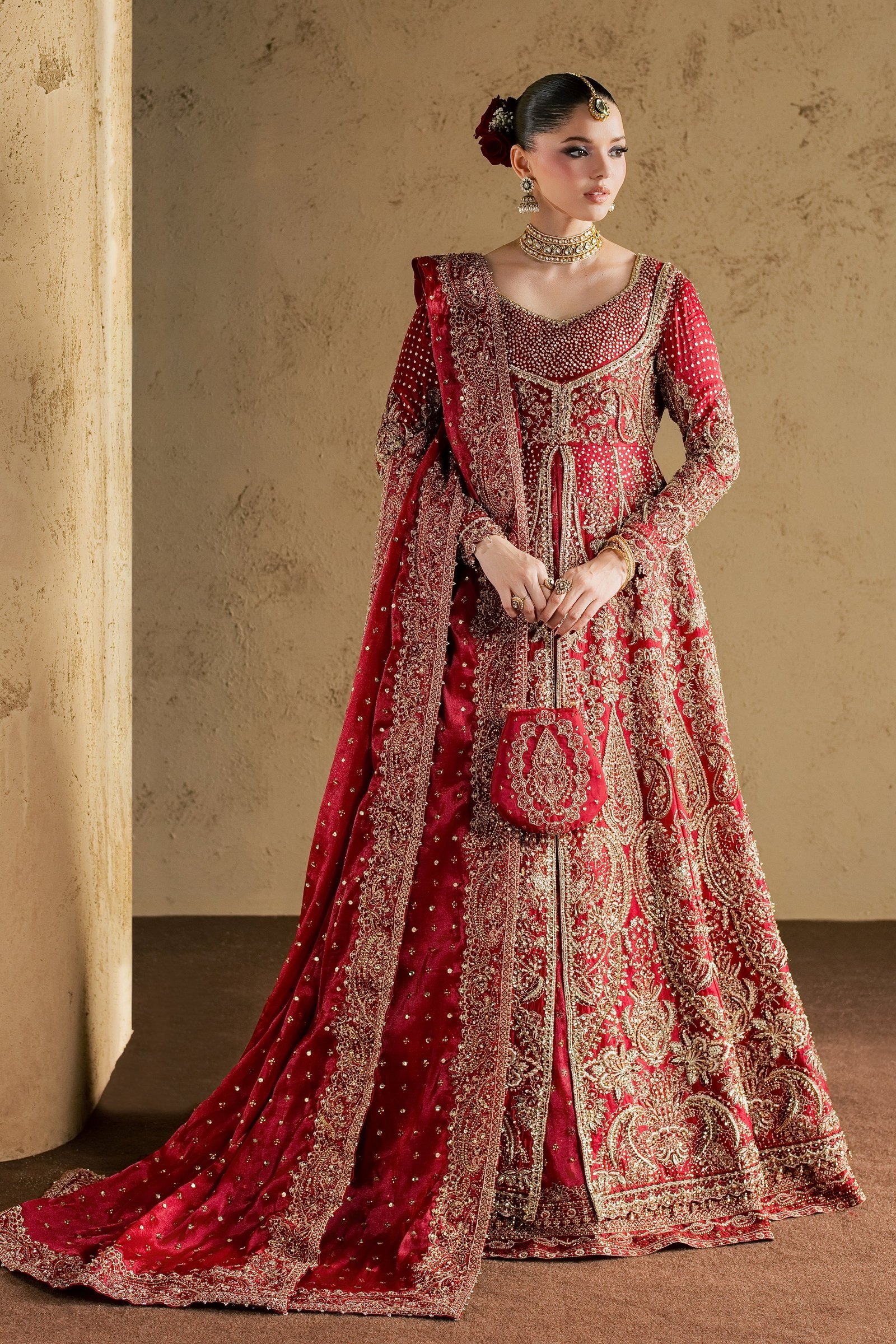 Gul e Zeenat 4Pc - Bridal Dress BATIKBRIDAL2026 BATIK S / Red / Luméra Silk