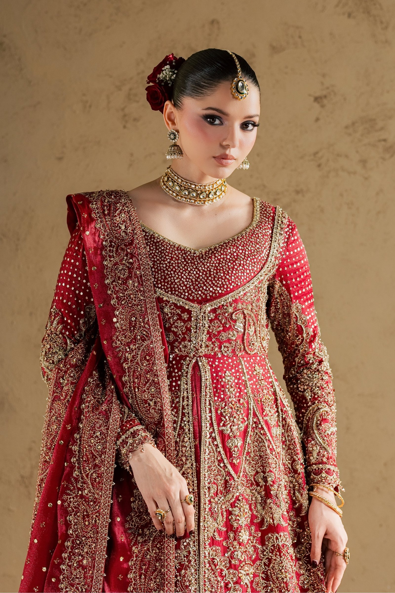 Gul e Zeenat 4Pc - Bridal Dress BATIKBRIDAL2026 BATIK S / Red / Luméra Silk
