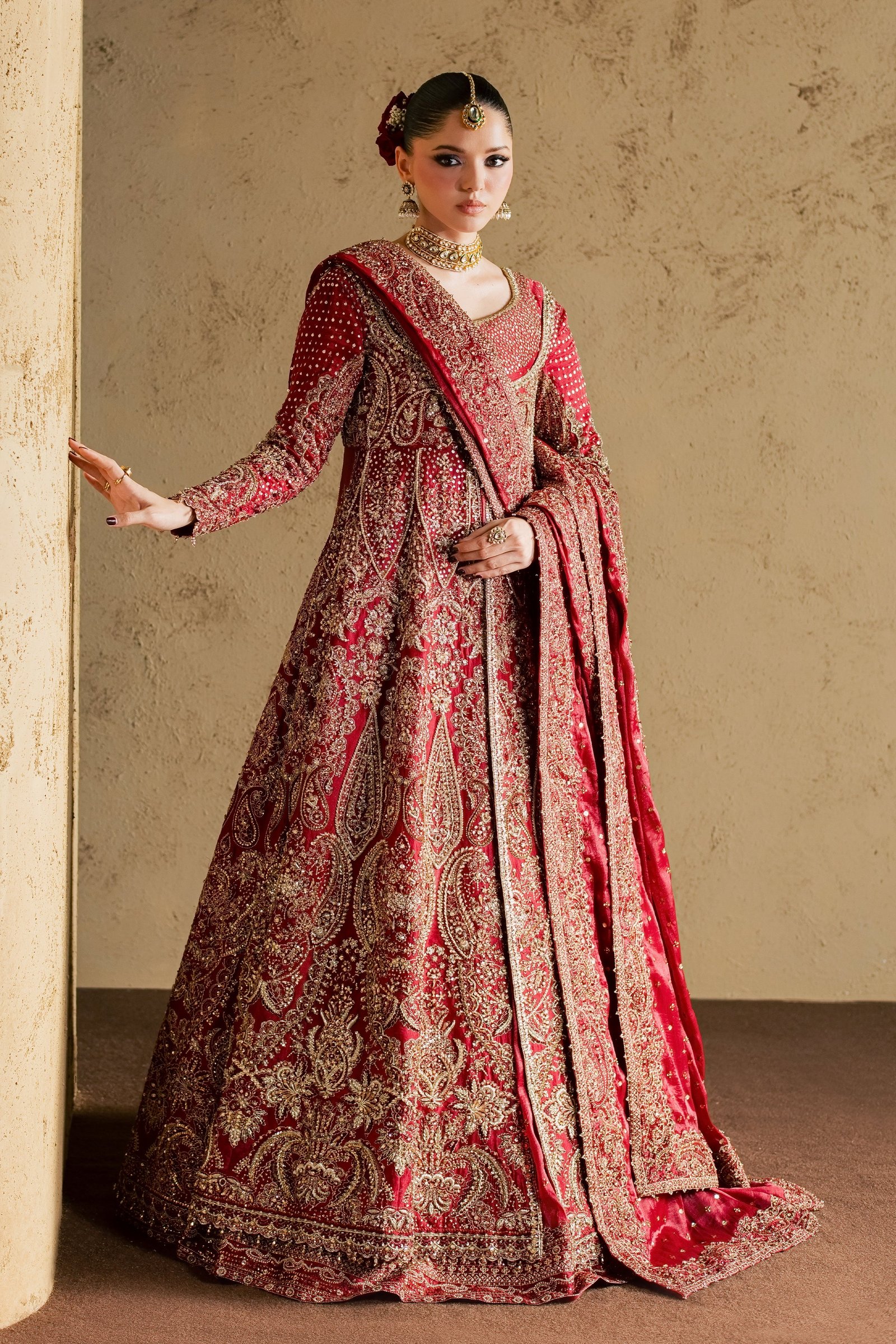 Gul e Zeenat 4Pc - Bridal Dress BATIKBRIDAL2026 BATIK S / Red / Luméra Silk