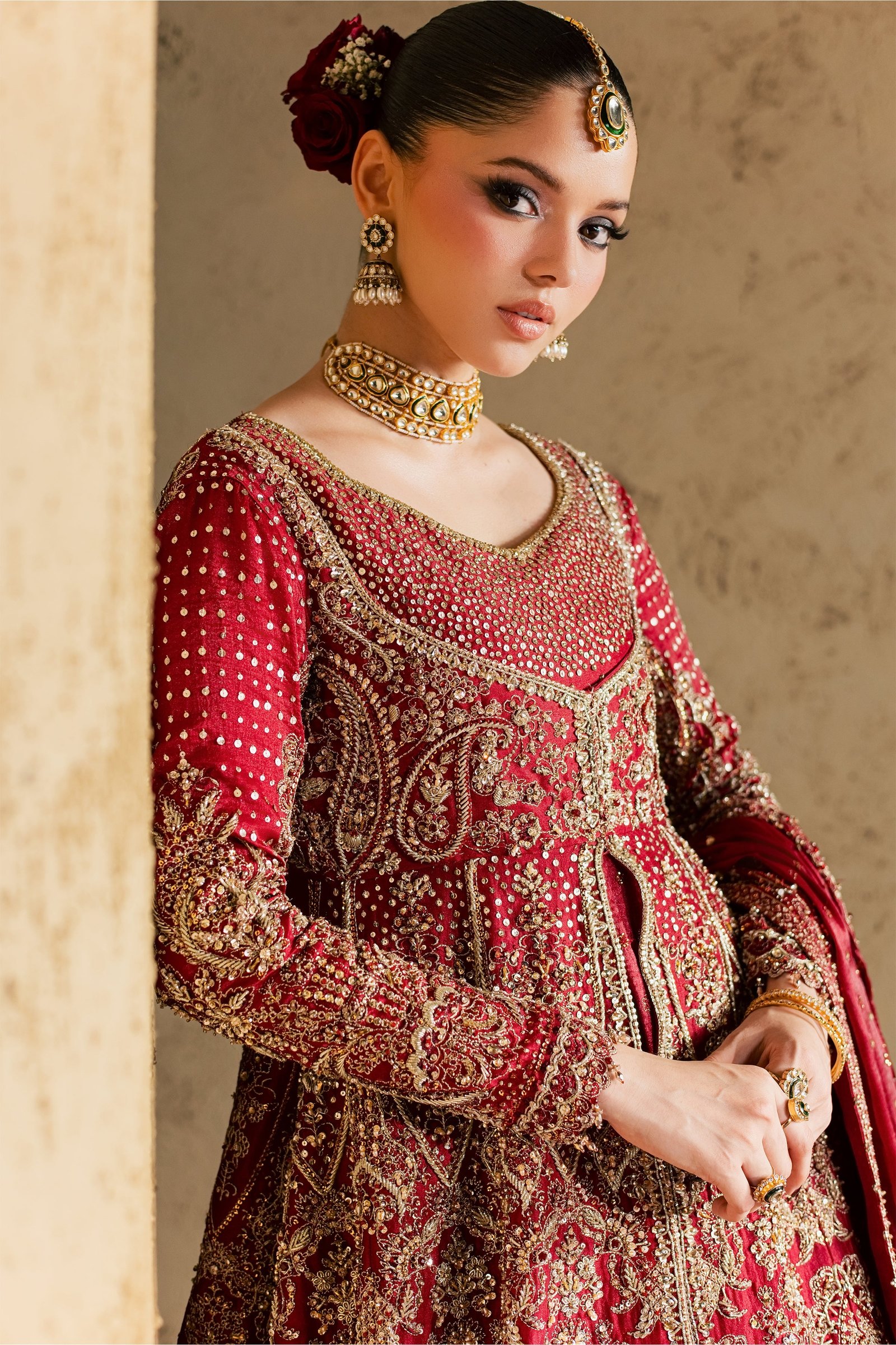 Gul e Zeenat 4Pc - Bridal Dress BATIKBRIDAL2026 BATIK S / Red / Luméra Silk