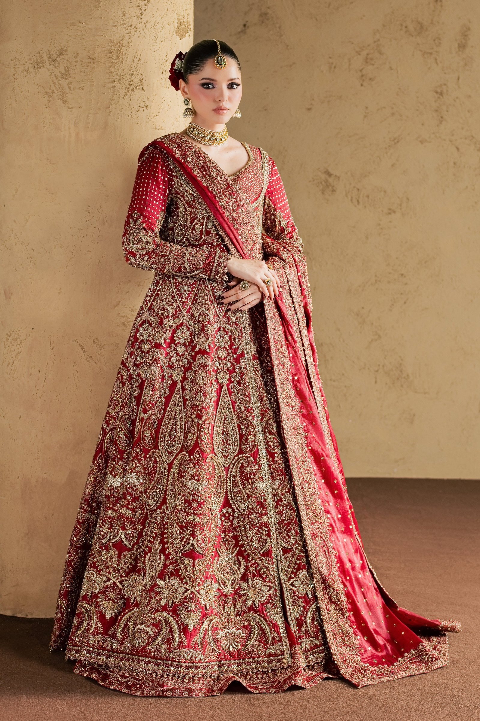 Gul e Zeenat 4Pc - Bridal Dress BATIKBRIDAL2026 BATIK S / Red / Luméra Silk