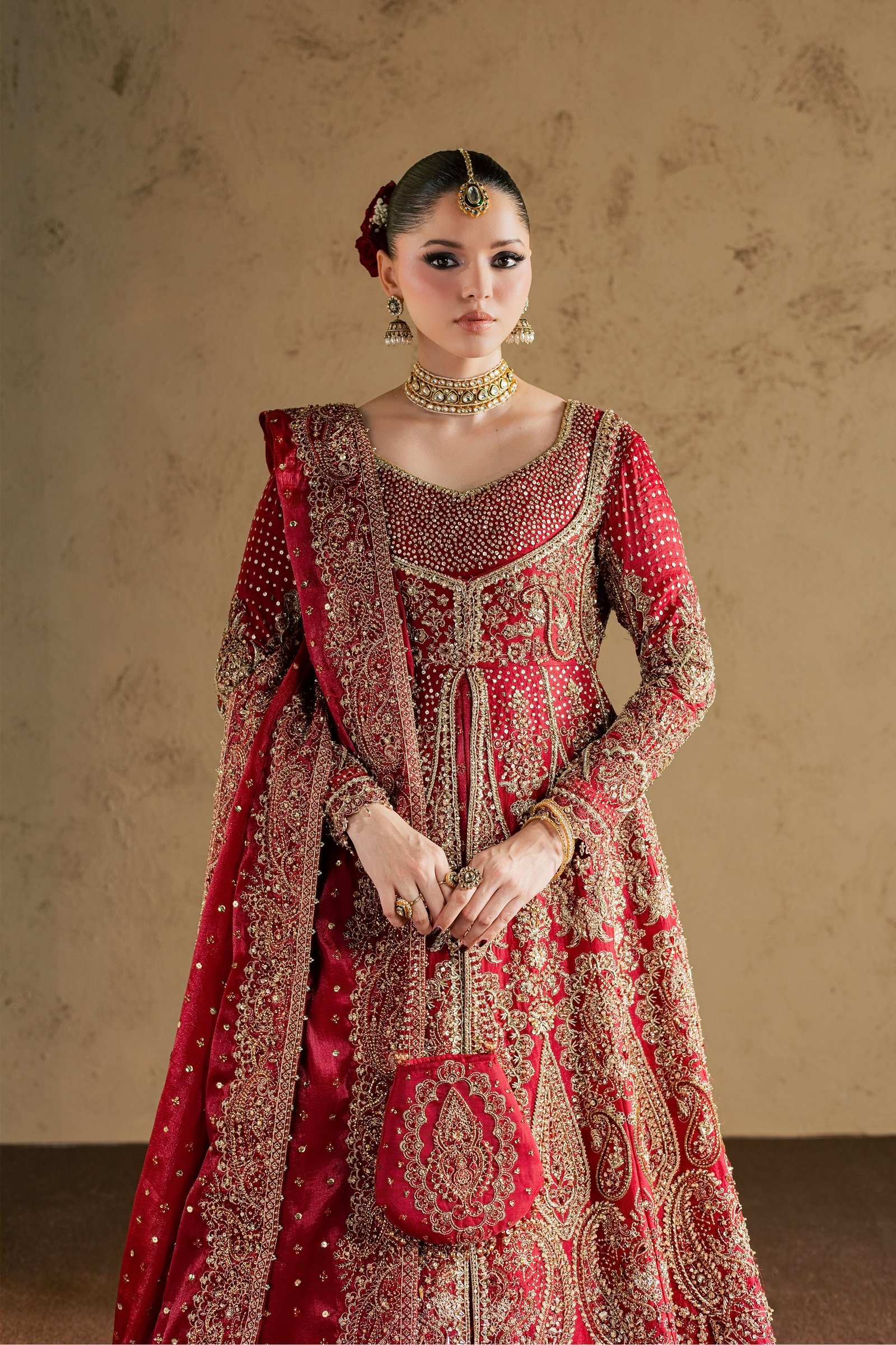 Gul e Zeenat 4Pc - Bridal Dress BATIKBRIDAL2026 BATIK S / Red / Luméra Silk