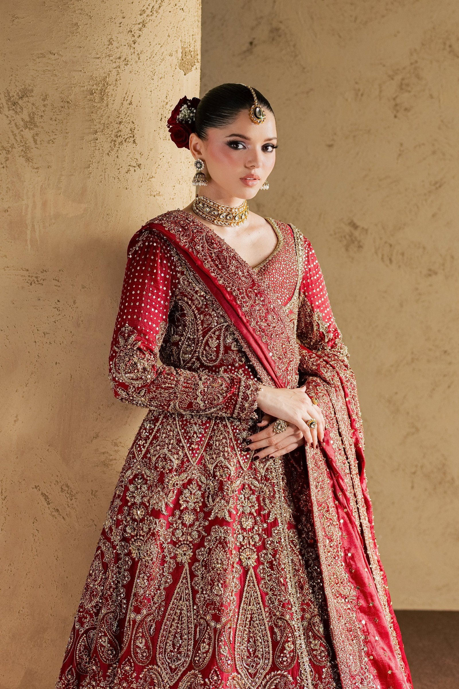 Gul e Zeenat 4Pc - Bridal Dress BATIKBRIDAL2026  BATIK   S / Red / Luméra Silk