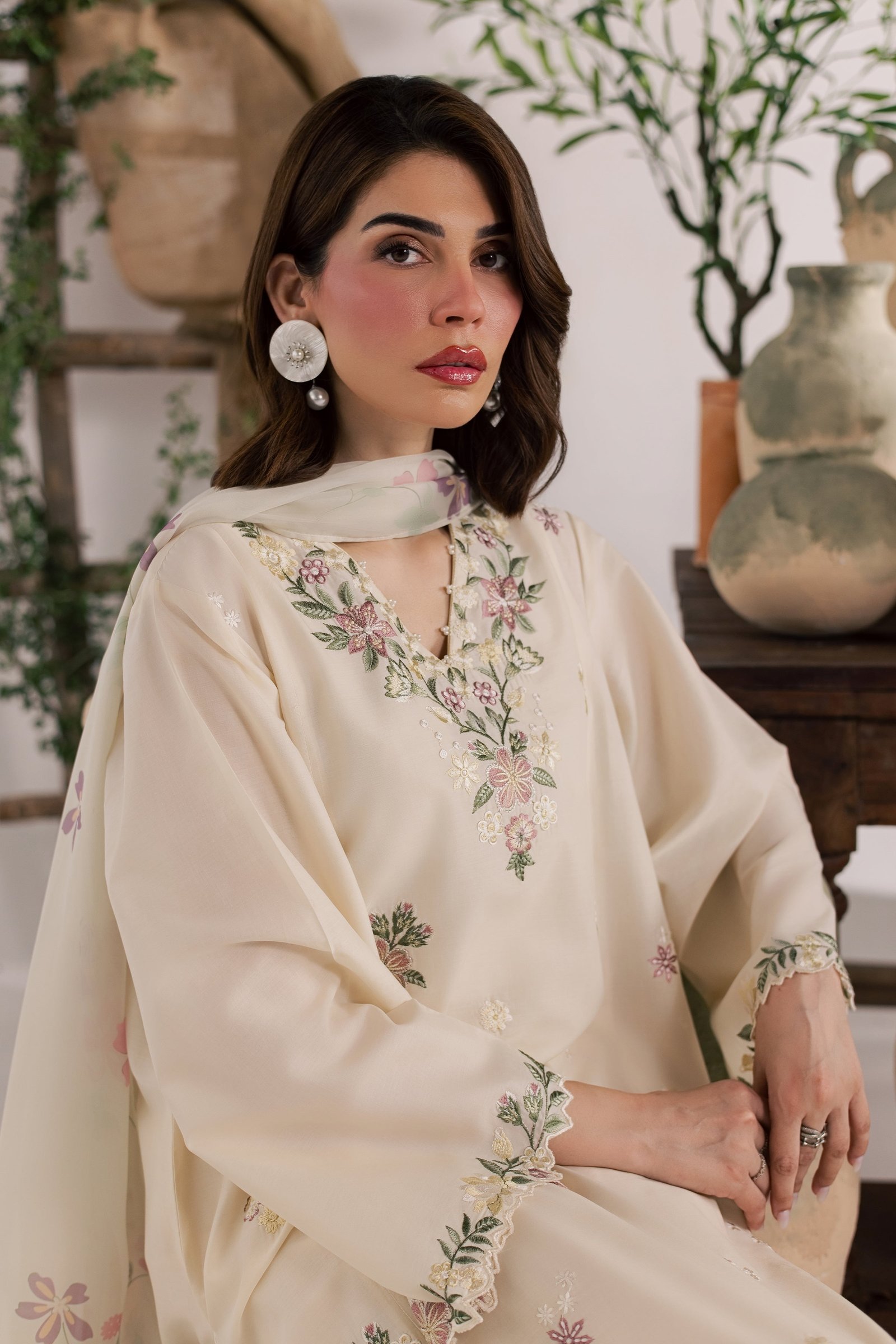 Gulaab Bahaar 3Pc - Embroidered Lawn Dress EverydayEdit26 BATIK XS / Off White / Pima Lawn-S / Off White / Pima Lawn-M / Off White / Pima Lawn-L / Off White / Pima Lawn-XL / Off White / Pima Lawn
