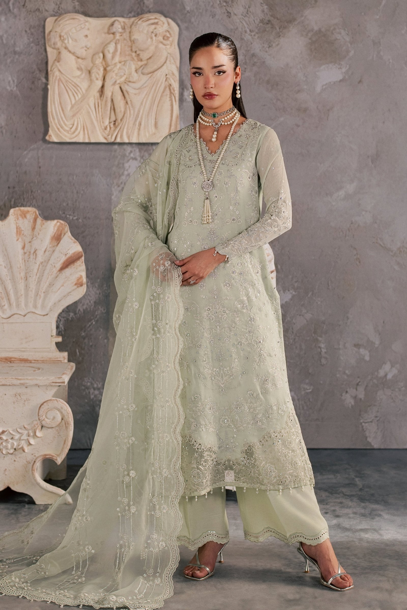  Hayes 3Pc - Festive Luxe Pret BATIKSTUDIO2026  BATIK   S / Mint Green / Crinkle-M / Mint Green / Crinkle-L / Mint Green / Crinkle