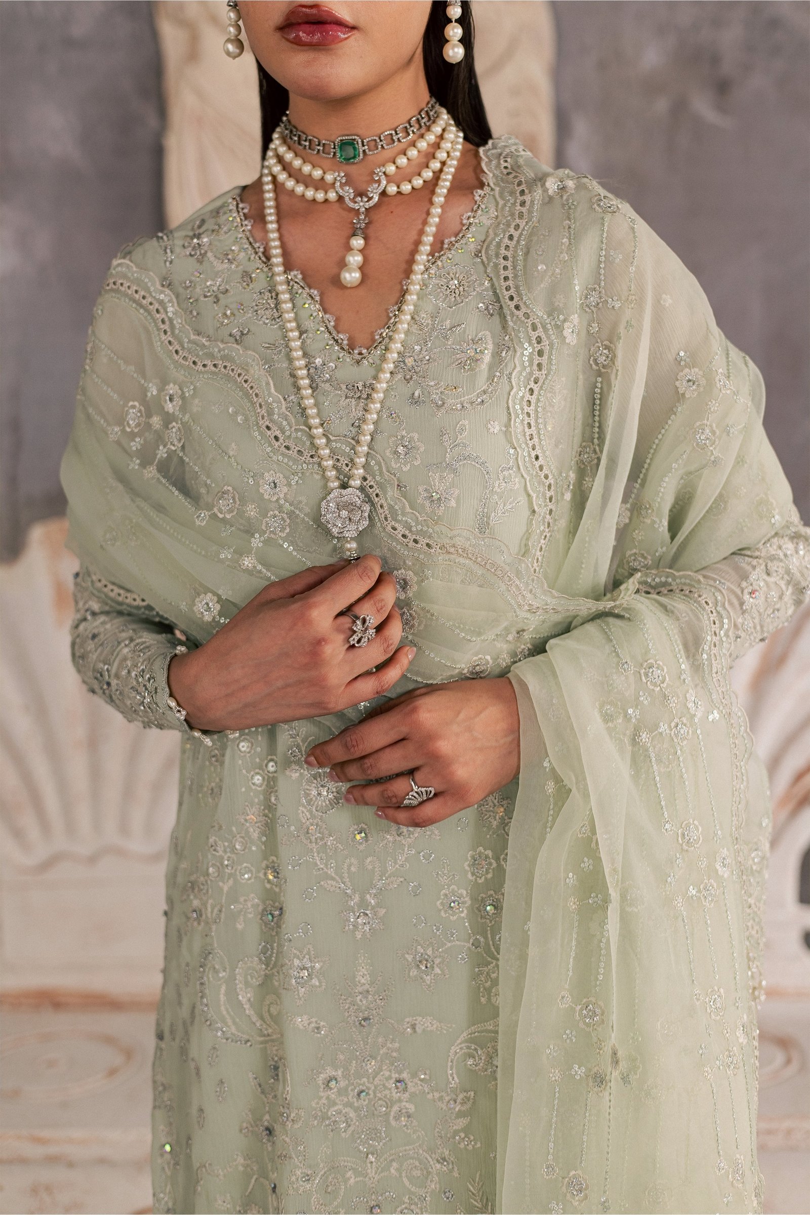  Hayes 3Pc - Festive Luxe Pret BATIKSTUDIO2026  BATIK   S / Mint Green / Crinkle-M / Mint Green / Crinkle-L / Mint Green / Crinkle