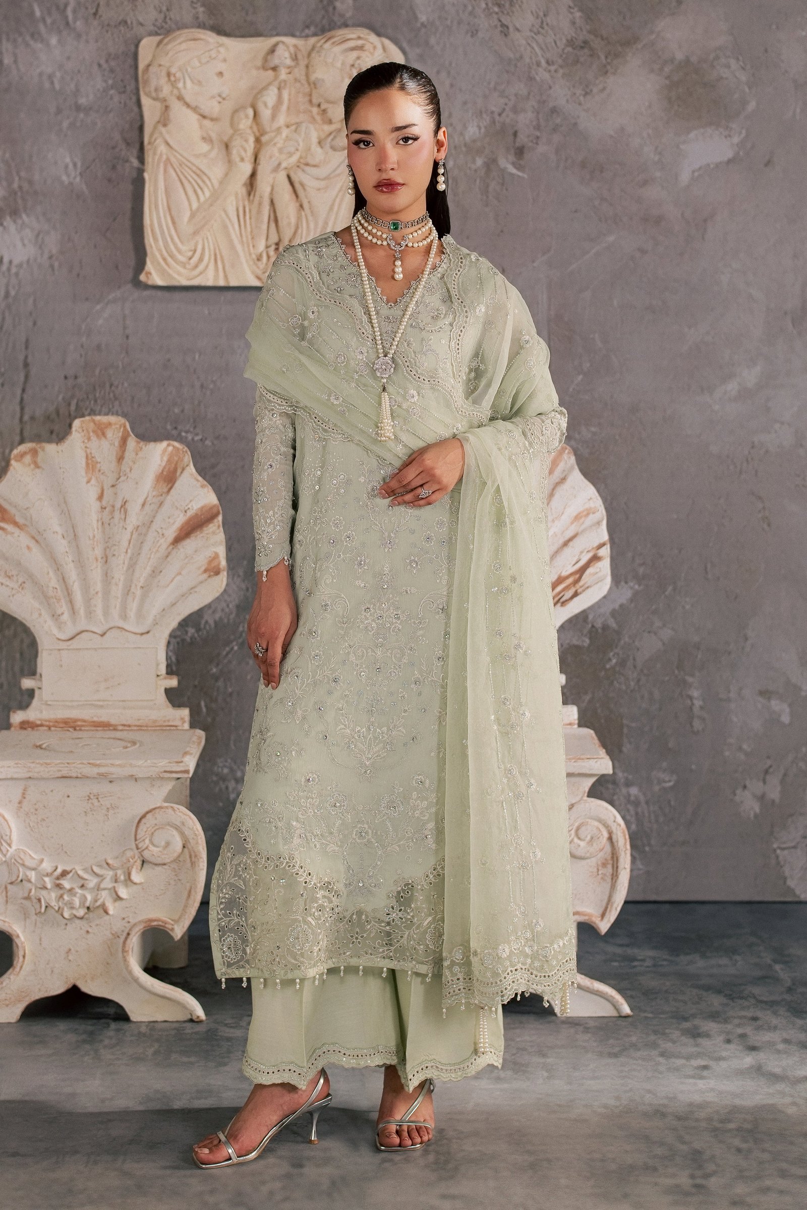  Hayes 3Pc - Festive Luxe Pret BATIKSTUDIO2026  BATIK   S / Mint Green / Crinkle-M / Mint Green / Crinkle-L / Mint Green / Crinkle