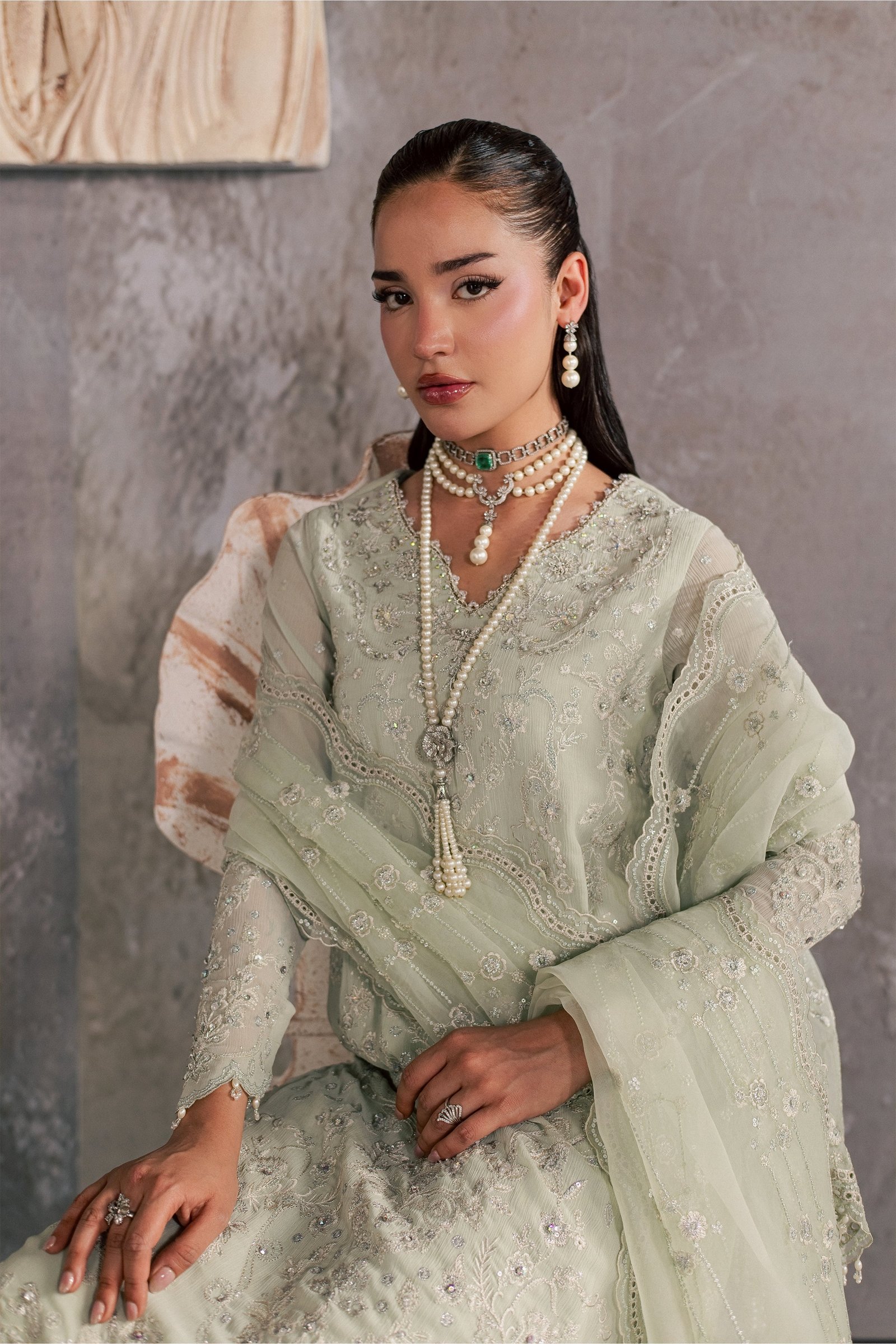 Hayes 3Pc - Festive Luxe Pret BATIKSTUDIO2026 BATIK S / Mint Green / Crinkle-M / Mint Green / Crinkle-L / Mint Green / Crinkle