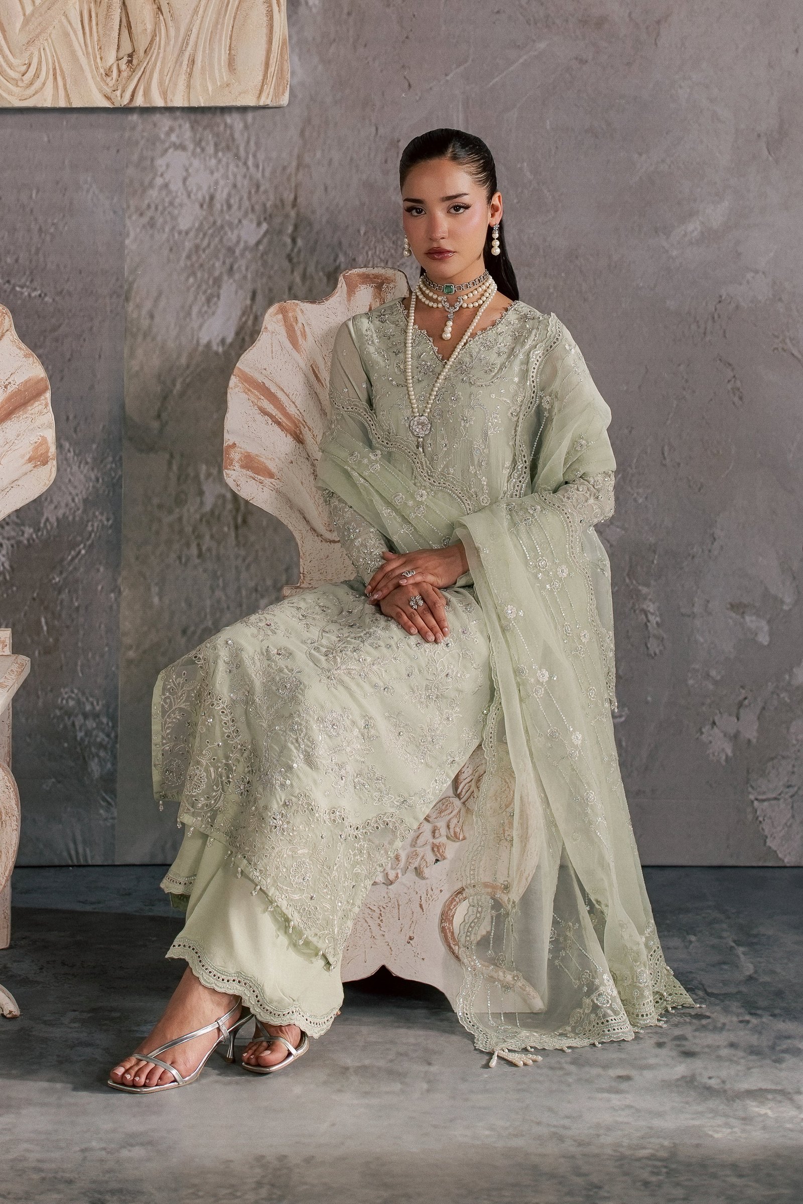  Hayes 3Pc - Festive Luxe Pret BATIKSTUDIO2026  BATIK   S / Mint Green / Crinkle-M / Mint Green / Crinkle-L / Mint Green / Crinkle