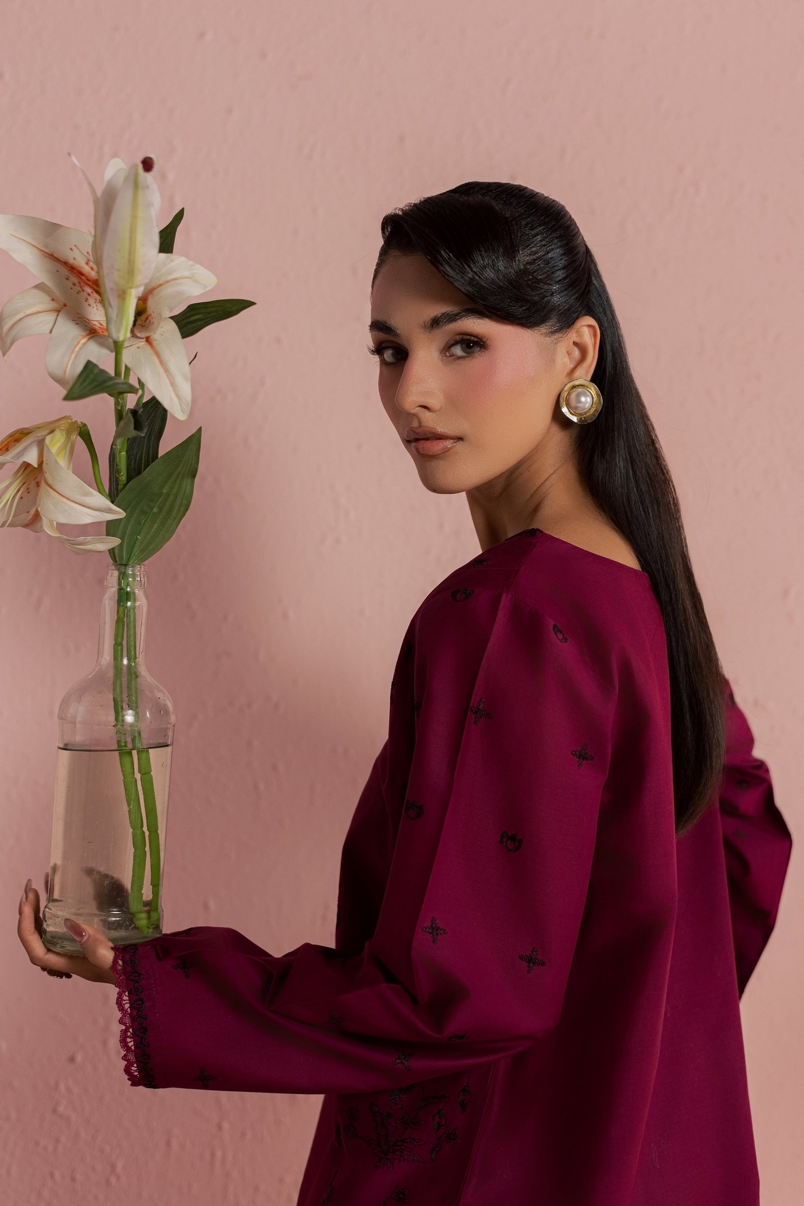 Helia 2Pc - Embroidered Lawn Dress BATIKSS26 BATIK XS / Old Mauve / Pima Lawn-S / Old Mauve / Pima Lawn-M / Old Mauve / Pima Lawn-L / Old Mauve / Pima Lawn-XL / Old Mauve / Pima Lawn