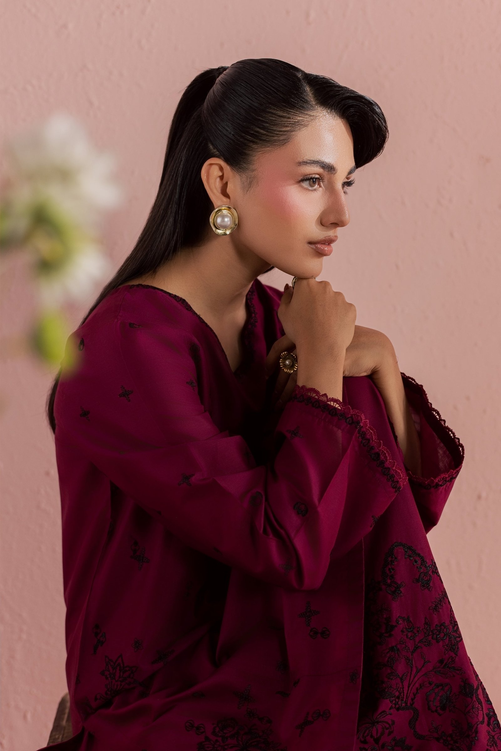 Helia 2Pc - Embroidered Lawn Dress BATIKSS26 BATIK XS / Old Mauve / Pima Lawn-S / Old Mauve / Pima Lawn-M / Old Mauve / Pima Lawn-L / Old Mauve / Pima Lawn-XL / Old Mauve / Pima Lawn