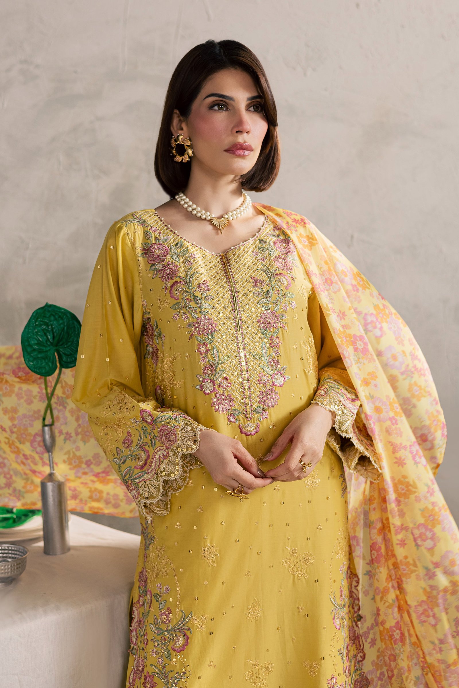Her Soul 3Pc - Festive Embroidered Lawn BATIKEID2026 BATIK XS / Lemon Yellow / Pima Lawn-S / Lemon Yellow / Pima Lawn-M / Lemon Yellow / Pima Lawn-L / Lemon Yellow / Pima Lawn-XL / Lemon Yellow / Pima Lawn