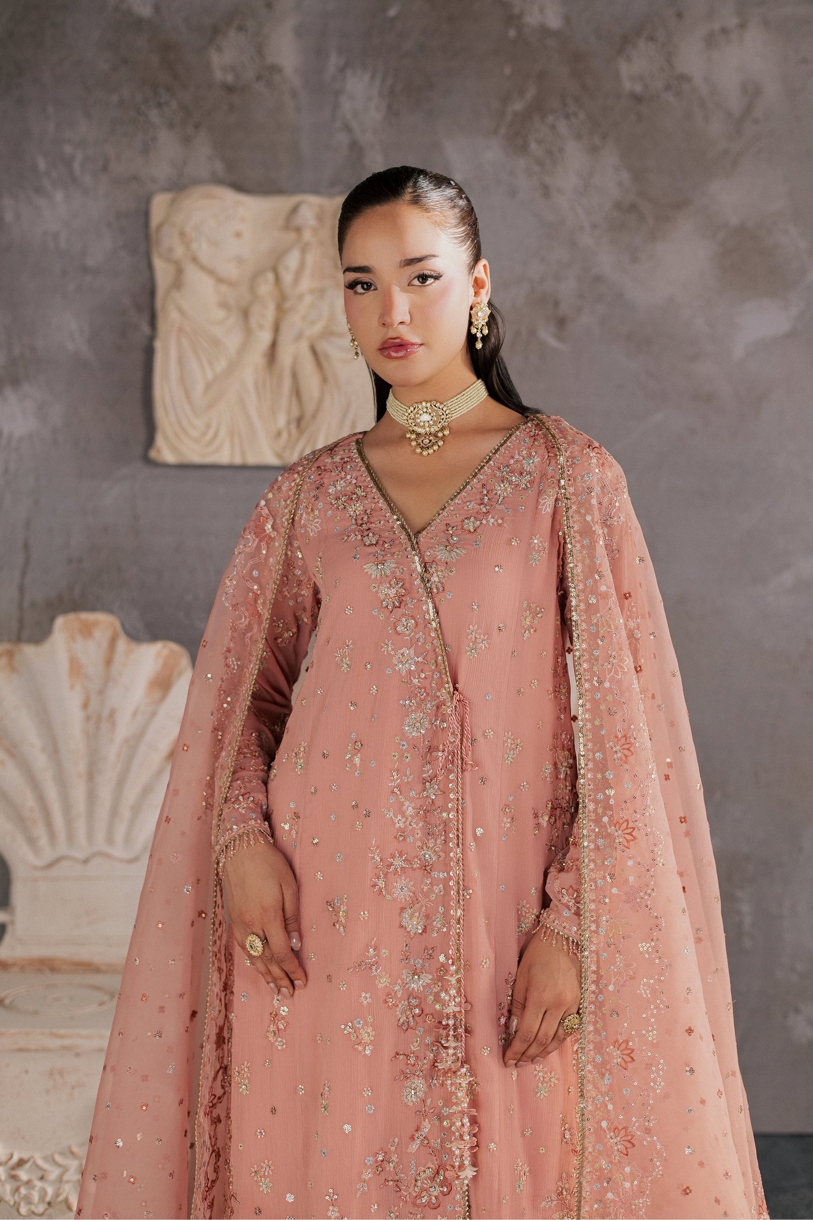  Hoor 3Pc - Festive Luxe Pret BATIKSTUDIO2026  BATIK   S / Peach / Crinkle-M / Peach / Crinkle-L / Peach / Crinkle