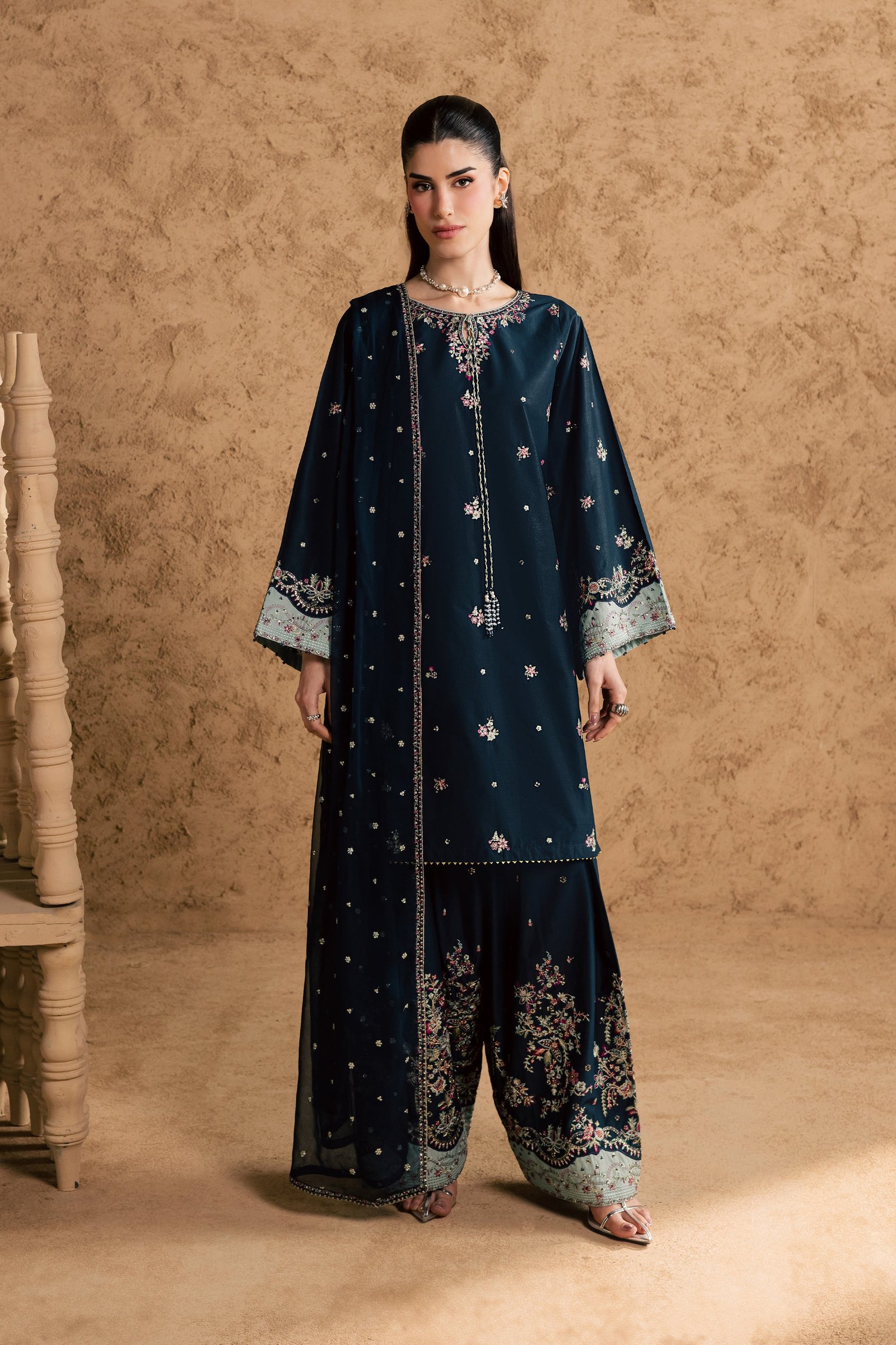 Ice Berry 3Pc - Festive Eid Pret BATIKEID2026 BATIK XS / Blueberry Blue / Giza-S / Blueberry Blue / Giza-M / Blueberry Blue / Giza-L / Blueberry Blue / Giza-XL / Blueberry Blue / Giza