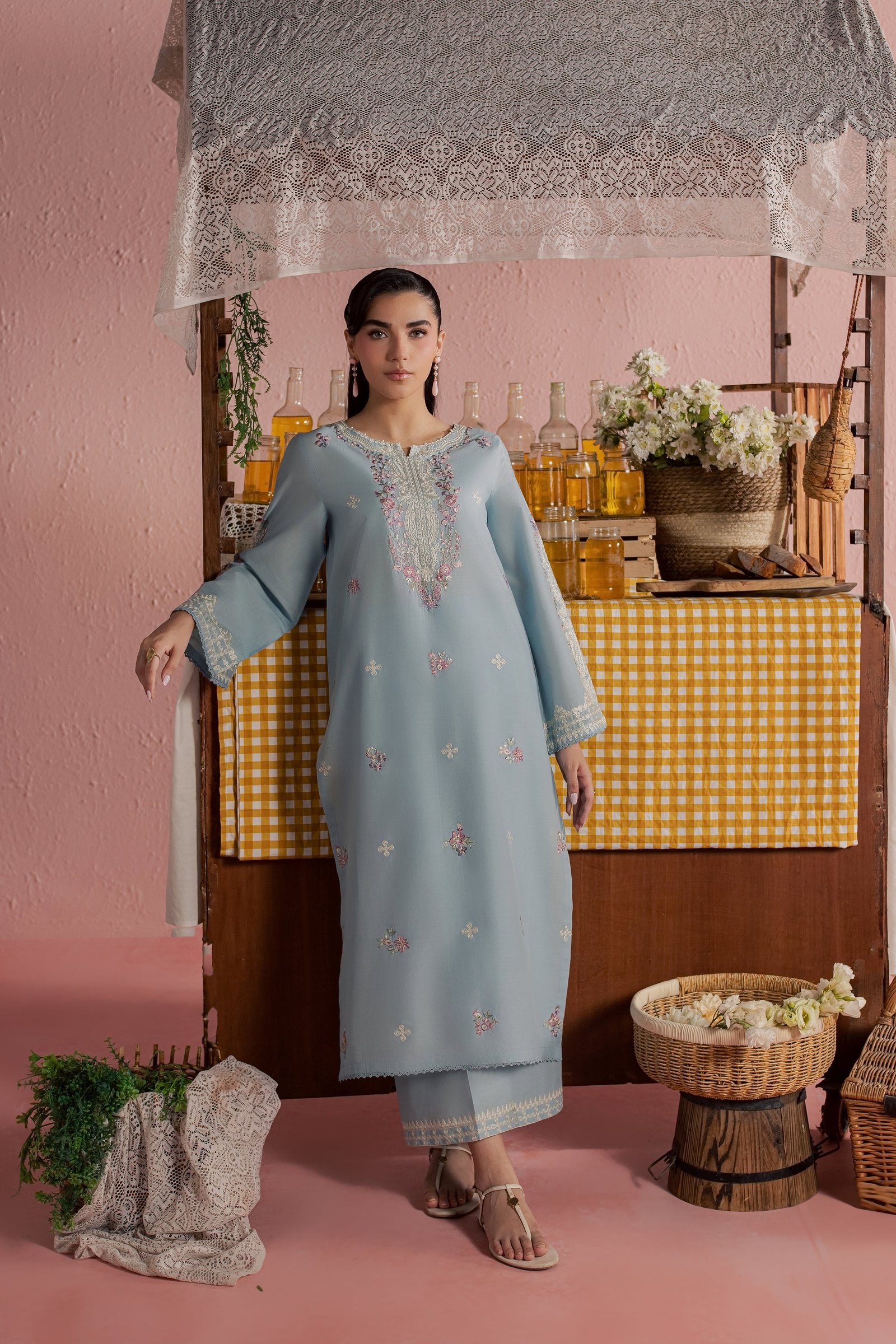 Ilya 2Pc - Embroidered Lawn Dress BATIKSS26 BATIK XS / Sky Blue / Pima Lawn-S / Sky Blue / Pima Lawn-M / Sky Blue / Pima Lawn-L / Sky Blue / Pima Lawn-XL / Sky Blue / Pima Lawn