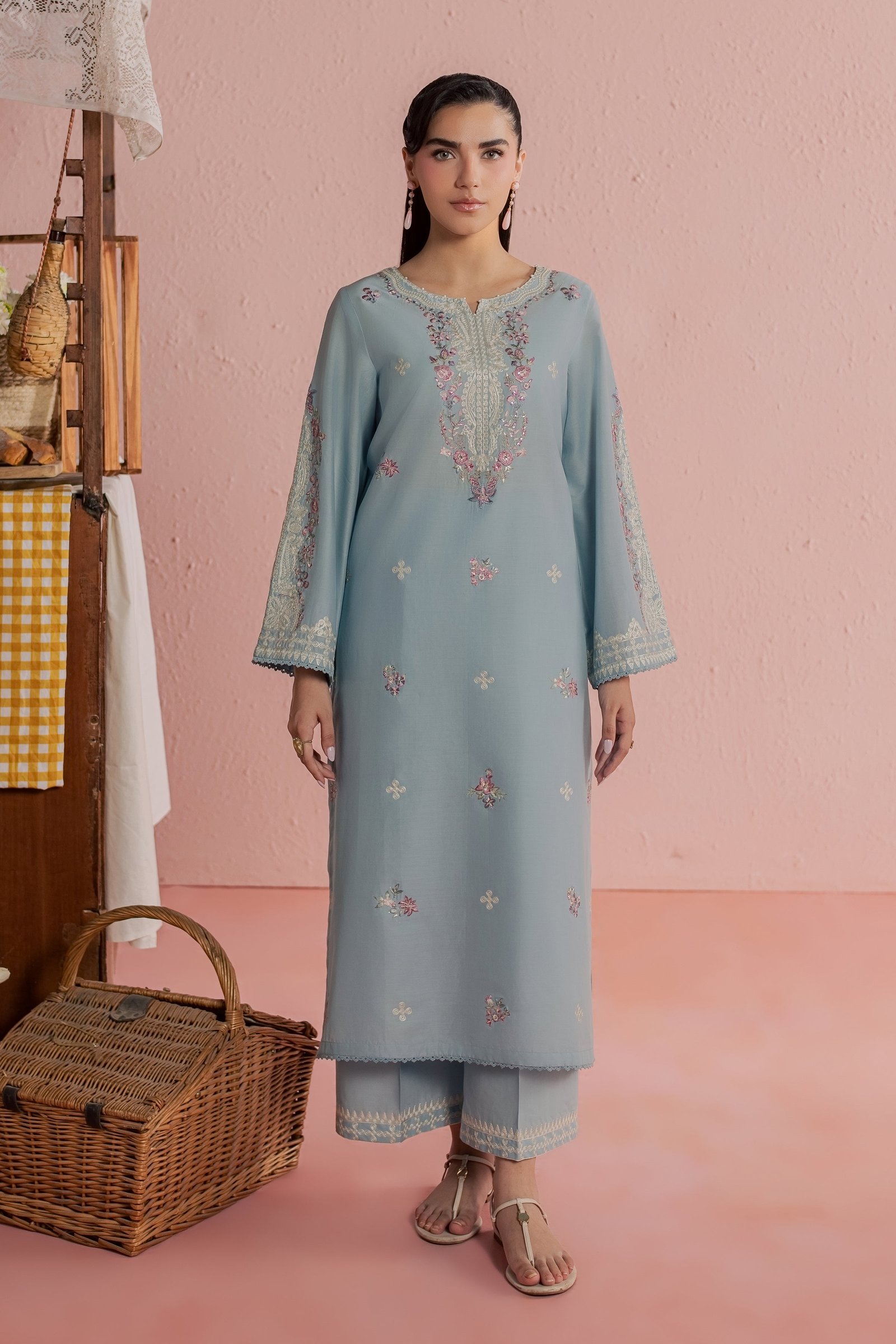 Ilya 2Pc - Embroidered Lawn Dress BATIKSS26 BATIK XS / Sky Blue / Pima Lawn-S / Sky Blue / Pima Lawn-M / Sky Blue / Pima Lawn-L / Sky Blue / Pima Lawn-XL / Sky Blue / Pima Lawn