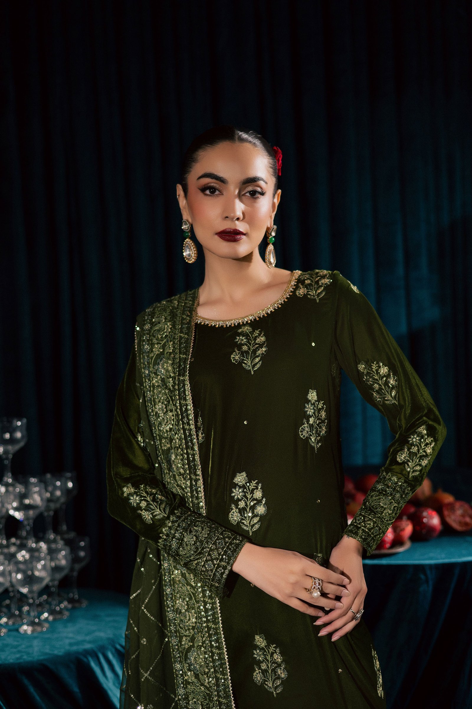 Inara 3Pc - Velvet Formal Dress BATIKstudio BATIK S / Mehendi Green / Velvet-M / Mehendi Green / Velvet-L / Mehendi Green / Velvet