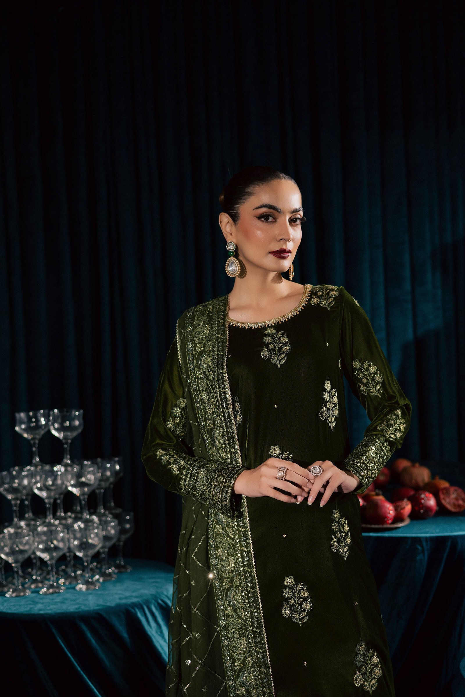  Inara 3Pc - Velvet Formal Dress BATIKstudio  BATIK   S / Mehendi Green / Velvet-M / Mehendi Green / Velvet-L / Mehendi Green / Velvet