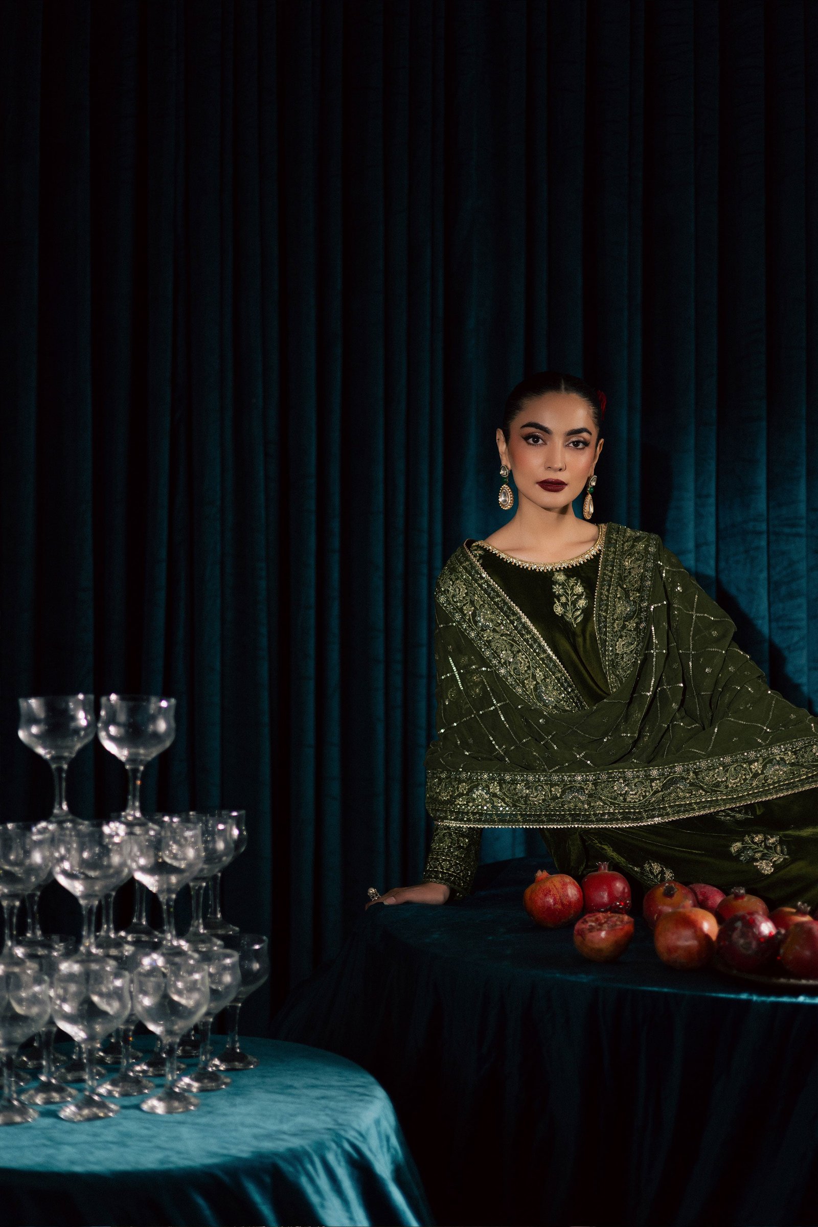 Inara 3Pc - Velvet Formal Dress BATIKstudio BATIK S / Mehendi Green / Velvet-M / Mehendi Green / Velvet-L / Mehendi Green / Velvet