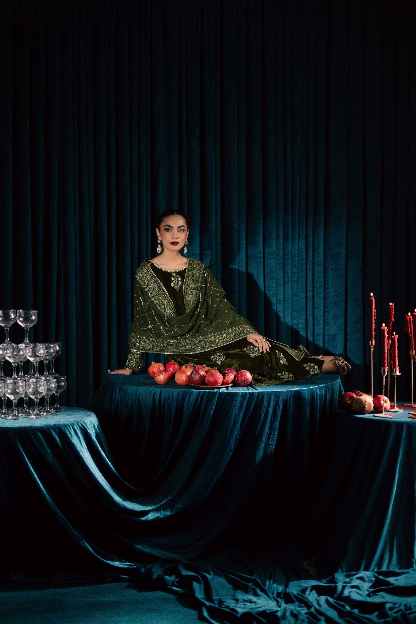 Inara 3Pc - Velvet Formal Dress BATIKstudio BATIK S / Mehendi Green / Velvet-M / Mehendi Green / Velvet-L / Mehendi Green / Velvet