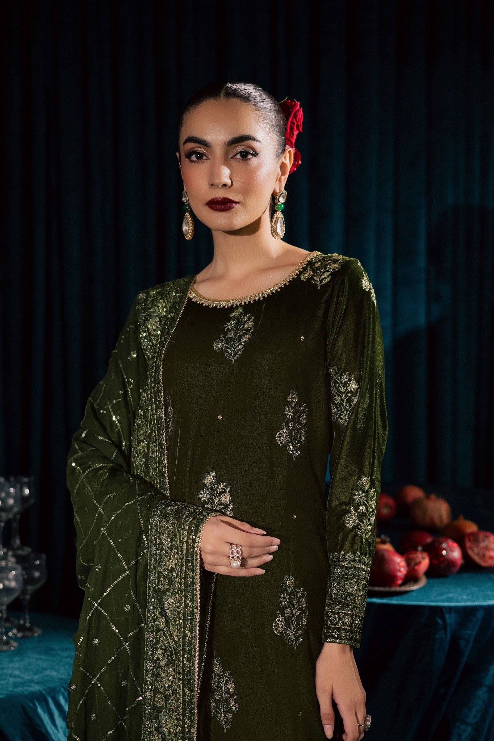 Inara 3Pc - Velvet Formal Dress BATIKstudio BATIK S / Mehendi Green / Velvet-M / Mehendi Green / Velvet-L / Mehendi Green / Velvet