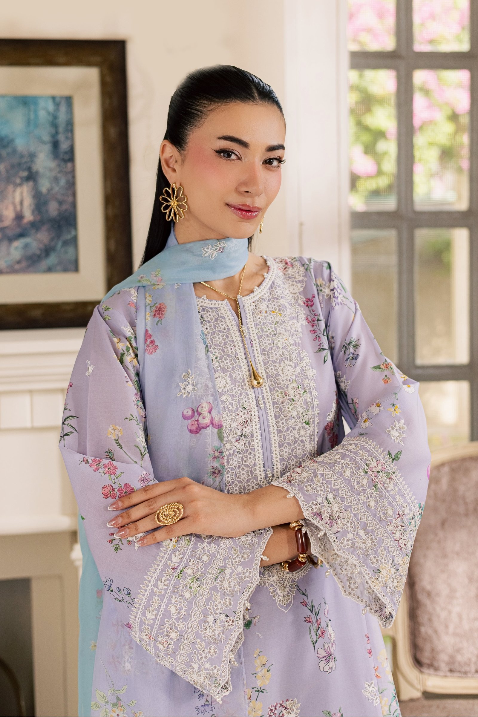 Ira 3Pc - Luxury Embroidered Lawn BATIKSS26 BATIK XS / Blue / Lawn-S / Blue / Lawn-M / Blue / Lawn-L / Blue / Lawn-XL / Blue / Lawn