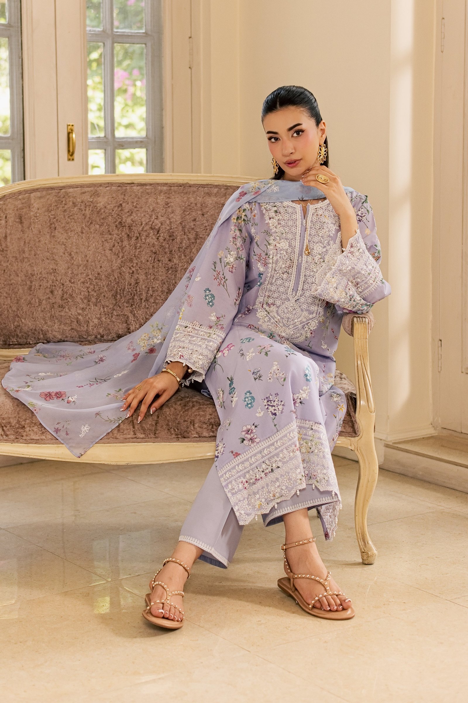 Ira 3Pc - Luxury Embroidered Lawn BATIKSS26 BATIK XS / Blue / Lawn-S / Blue / Lawn-M / Blue / Lawn-L / Blue / Lawn-XL / Blue / Lawn